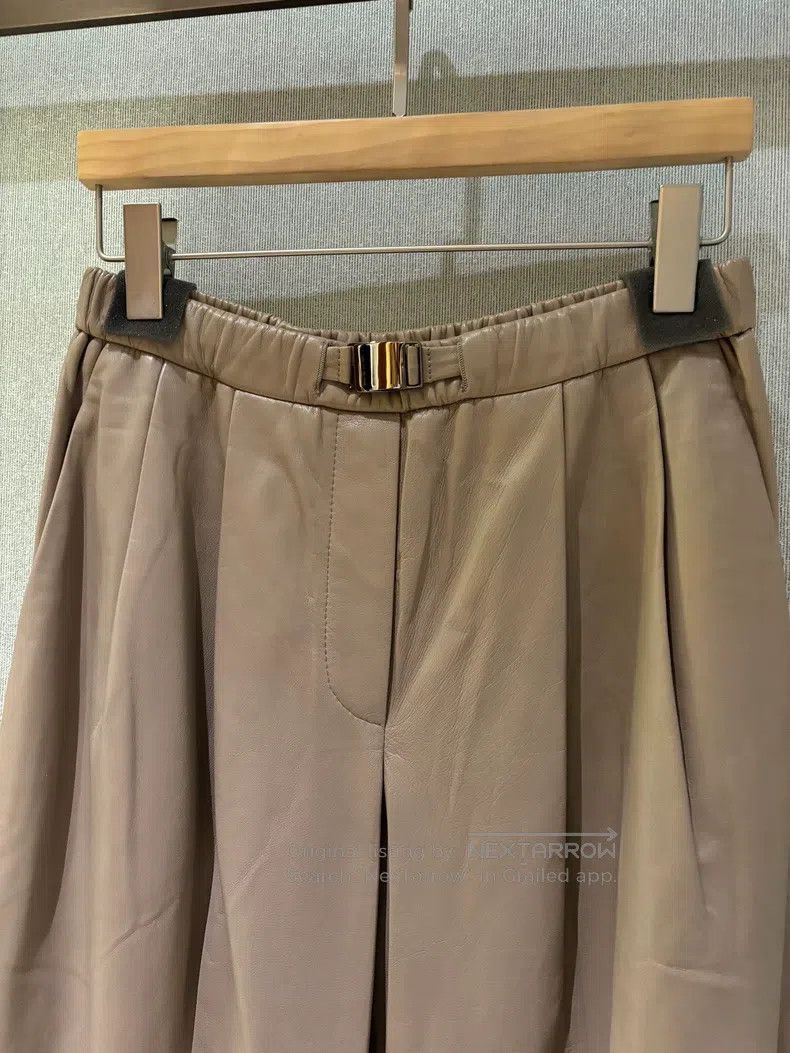 Brunello Cucinelli Brunello Cucinelli 2023 Autumn-Winter Beige Leather Pants Size 26" / US 2 / IT 38 - 3 Thumbnail