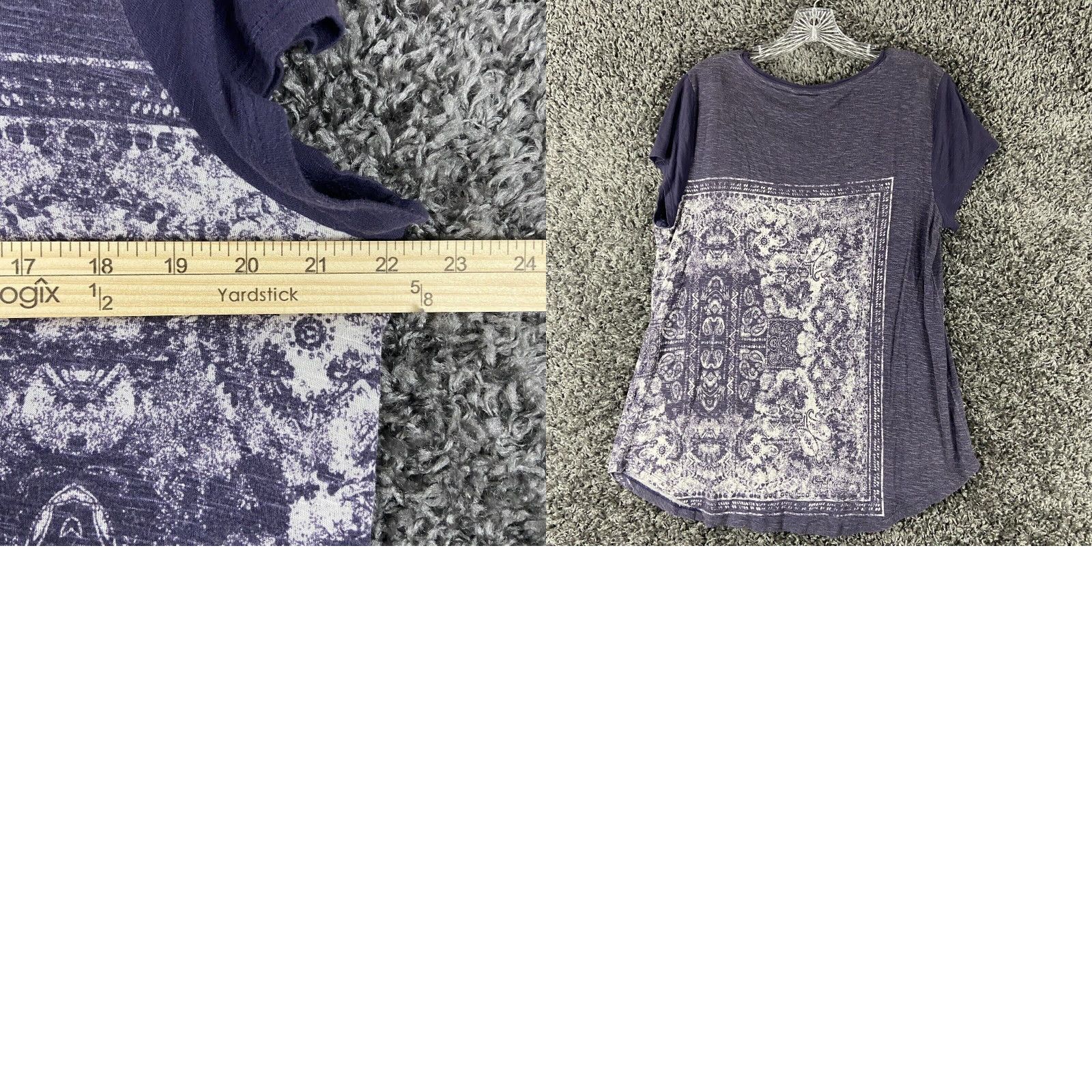Vintage Simply Vera Vera Wang Blouse Women L Purple Bohemian Short Sleeve Women Size L / US 10 / IT 46 - 8 Thumbnail
