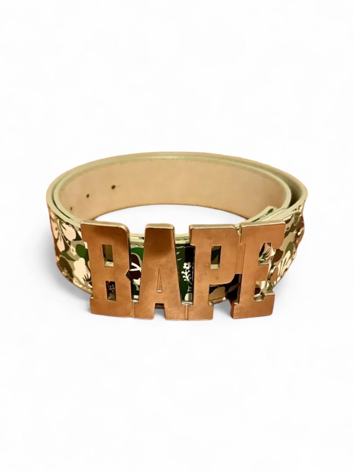 BAPE ベルト　ゴールド A BATHING APE Gold Camo Leather Belt BAPE Gold Buckle