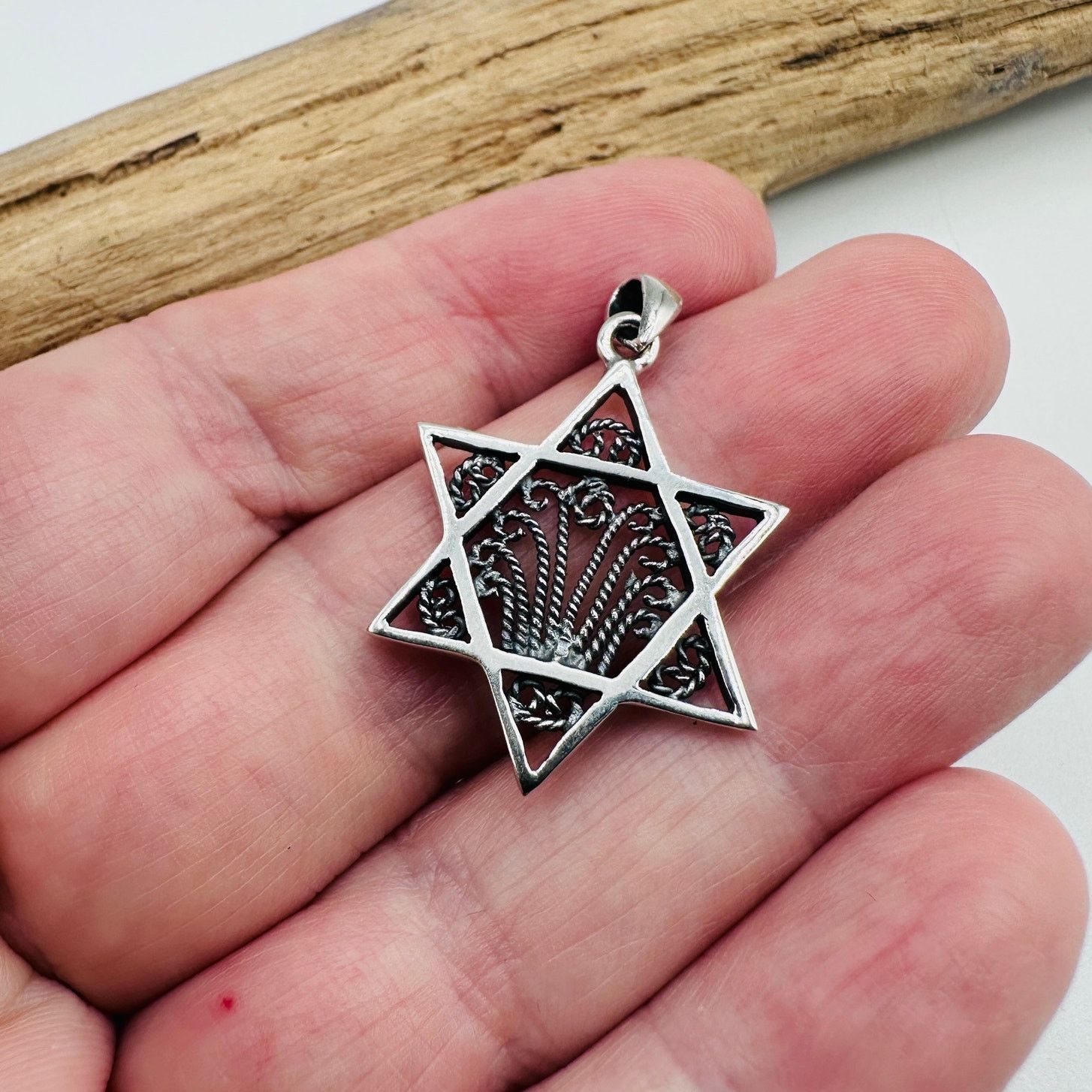 The Unbranded Brand Sterling Silver Star of David Filigree Pendant, Israel Size ONE SIZE - 2 Thumbnail