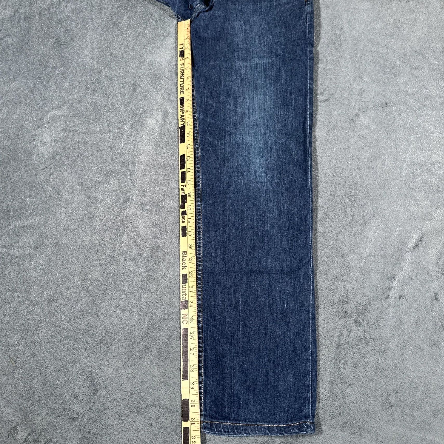 Denime Dearborn Denim Jeans Mens 35x32 Blue Tailored Fit Stretch Straight Leg Made USA Size US 35 - 5 Thumbnail