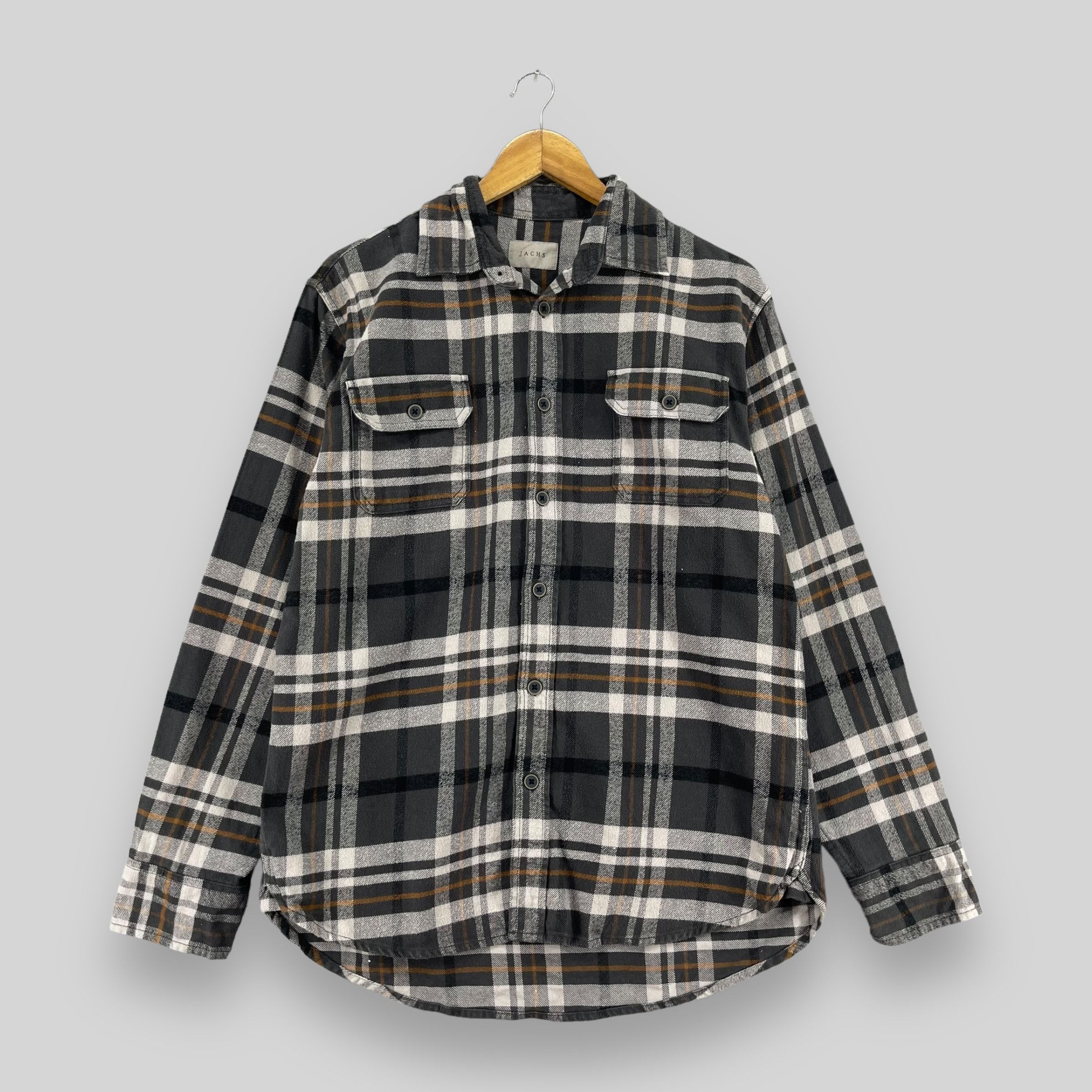 Flannel × Vintage Vintage JACHS Checkered Gray Tartan Flannel Button Up Size US M / EU 48-50 / 2 - 1 Thumbnail