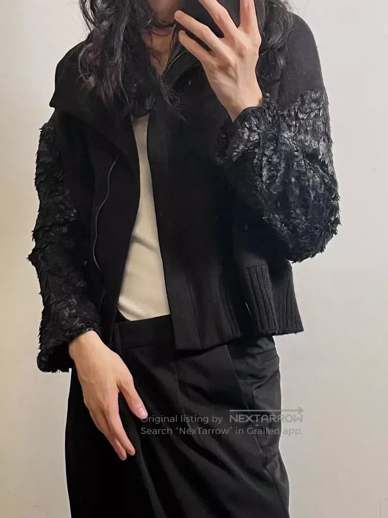 Ann Demeulemeester 36 black feather jacket