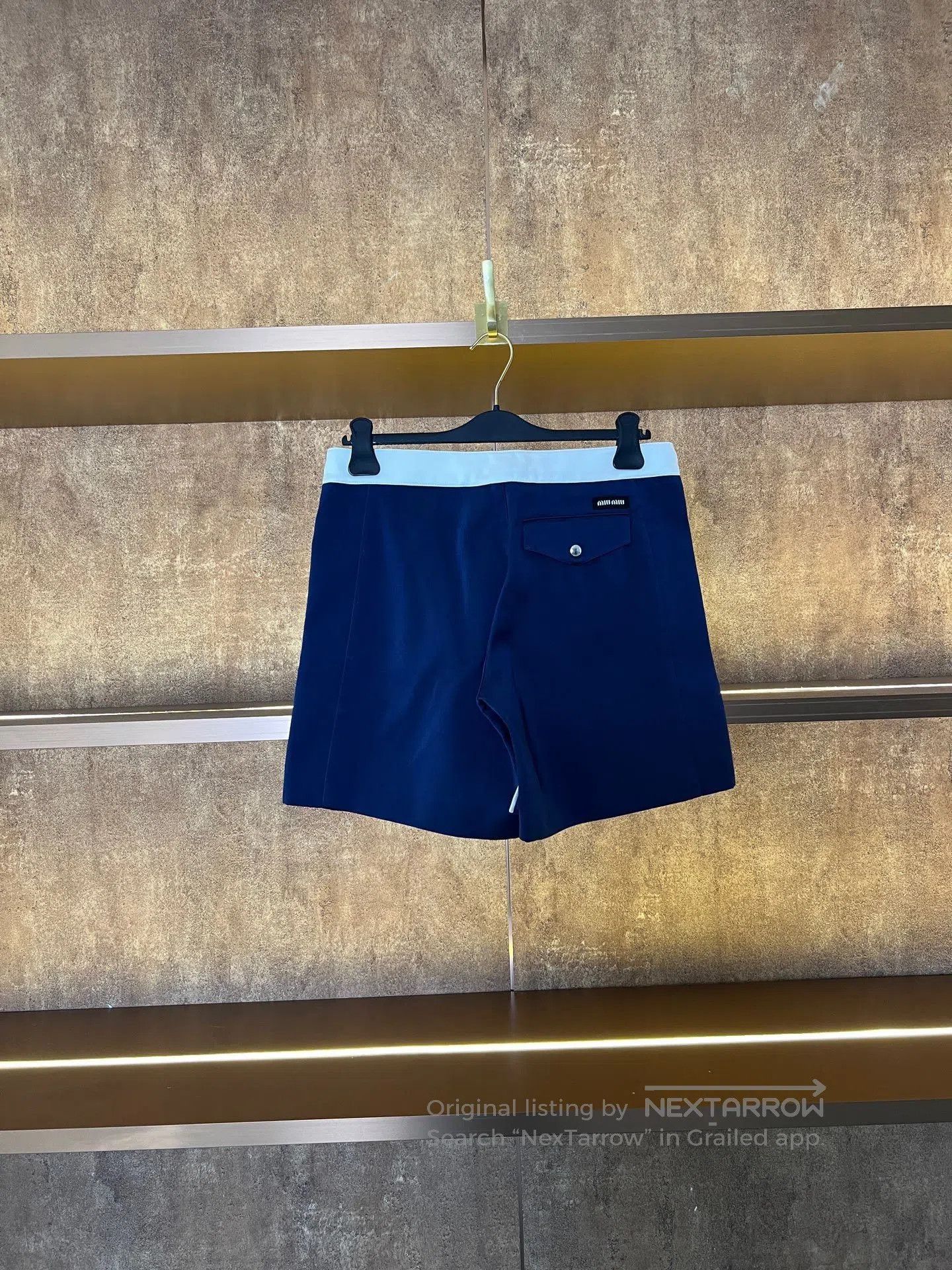 Miu Miu Miumiu White Navy Colorblock Shorts. Size 39" - 2 Thumbnail