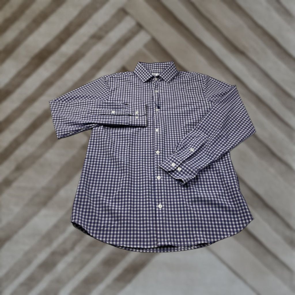 Mizzen+Main Mizzen+Main Mens Shirt L Blue Plaid Button Up Collared Slim Fit Twill Easy Care All Seasons City Classic Size US L / EU 52-54 / 3 - 1 Thumbnail