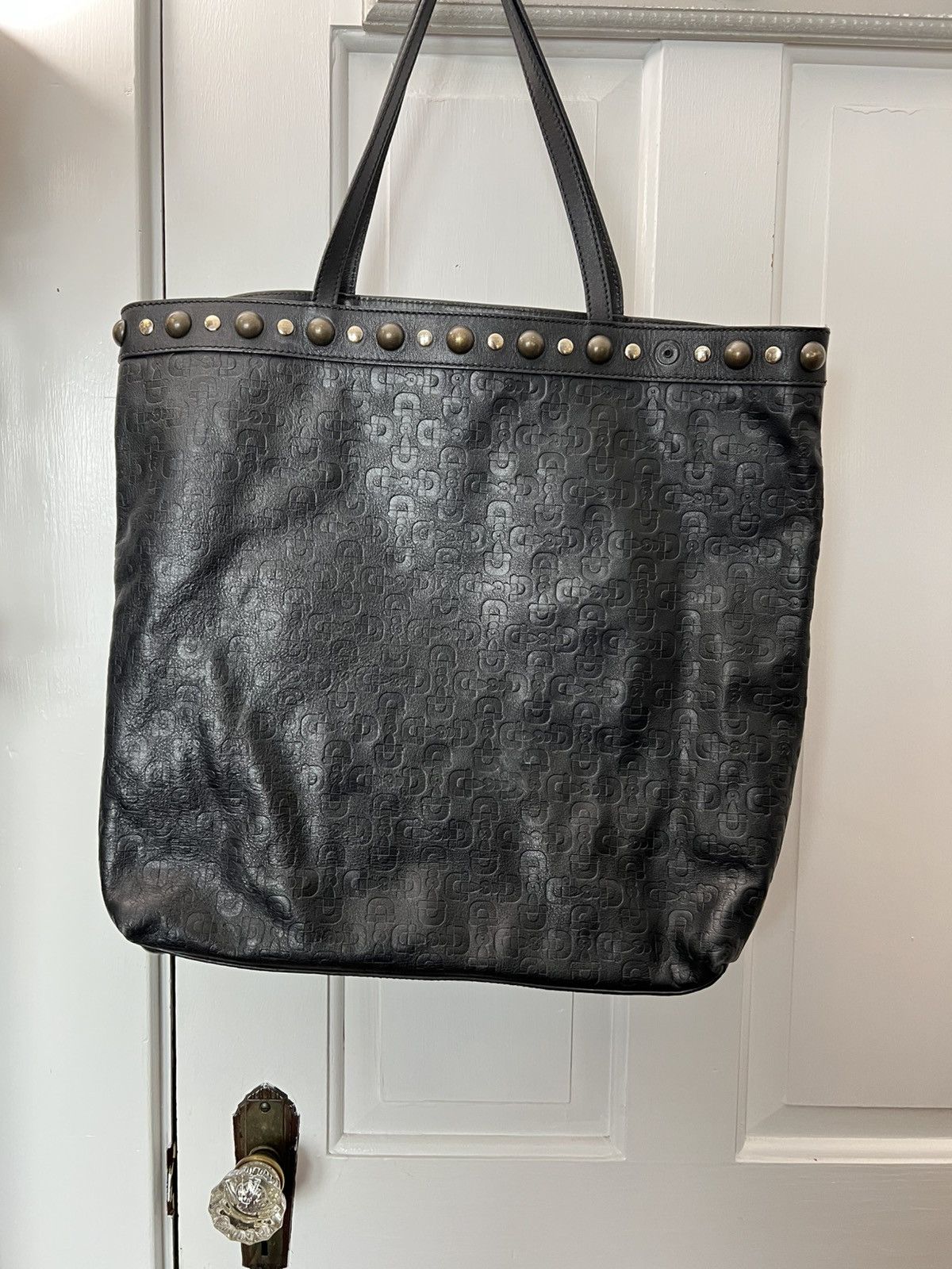 Gucci Gucci Vintage Black Leather Monogram Tote Bag Size ONE SIZE - 2 Thumbnail