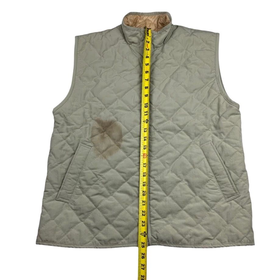 VINTAGE Halliburton Vest Full Zip Quilted Lined Khaki/Tan Medium Men's Beige Sleeveless Casual