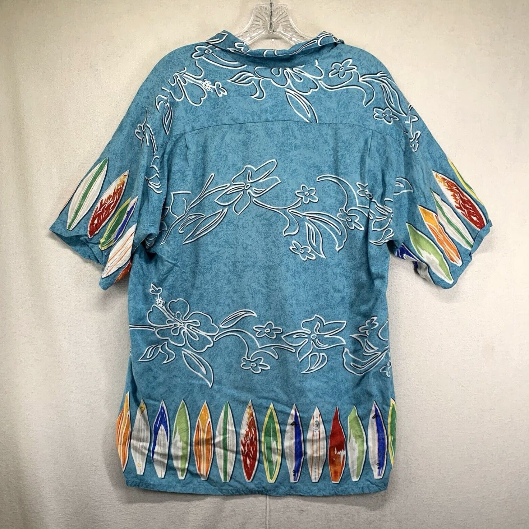 Vintage VINTAGE Ocean Current Men’s Surf Board Hawaiian Shirt Large Blue Floral 100% Rayon Beach Summer Casual Size US L / EU 52-54 / 3 - 3 Thumbnail
