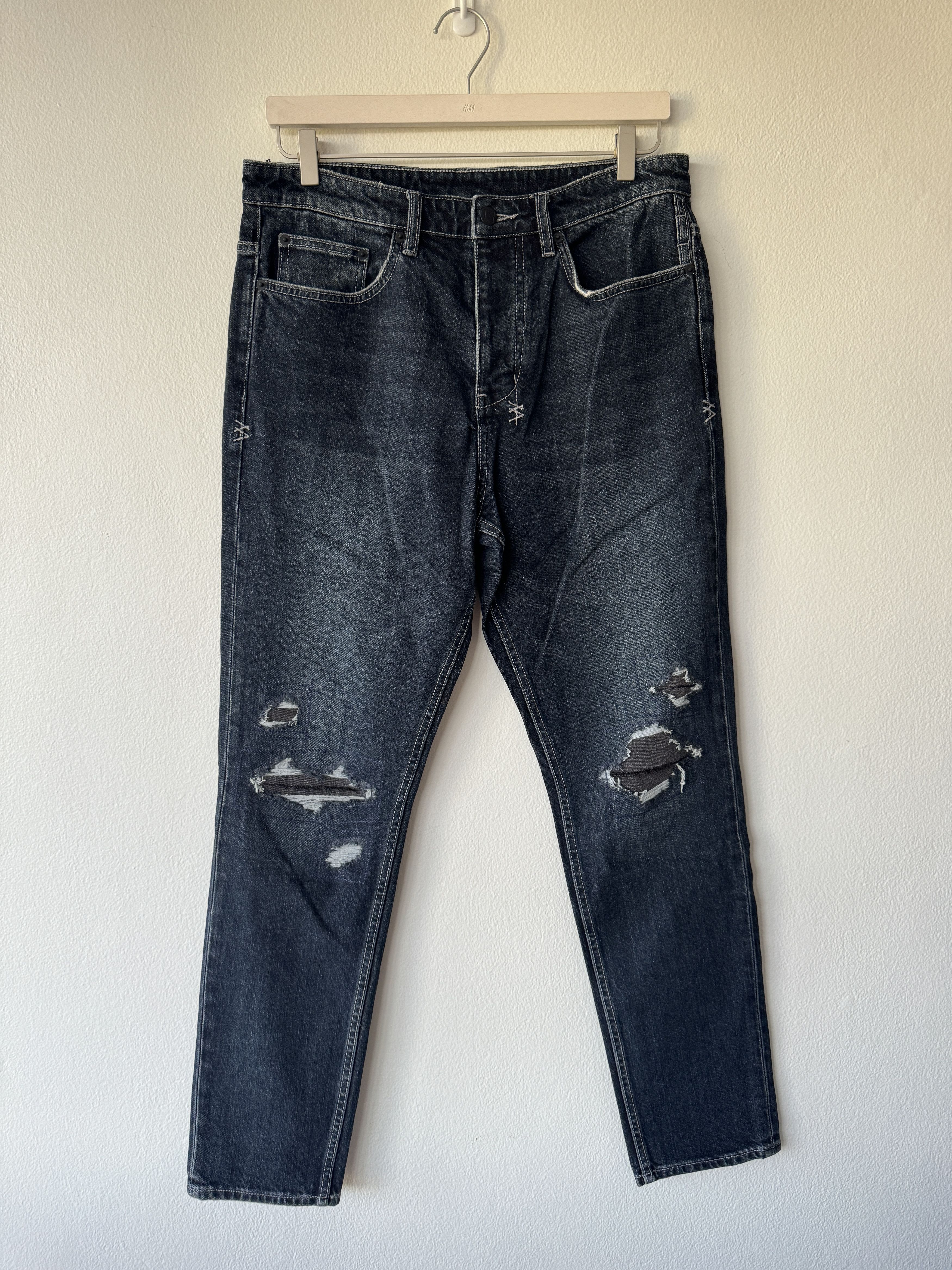image of Ksubi Jean Wolfgang 32 Small Medium Blue Blood Patched Ripped, Men's