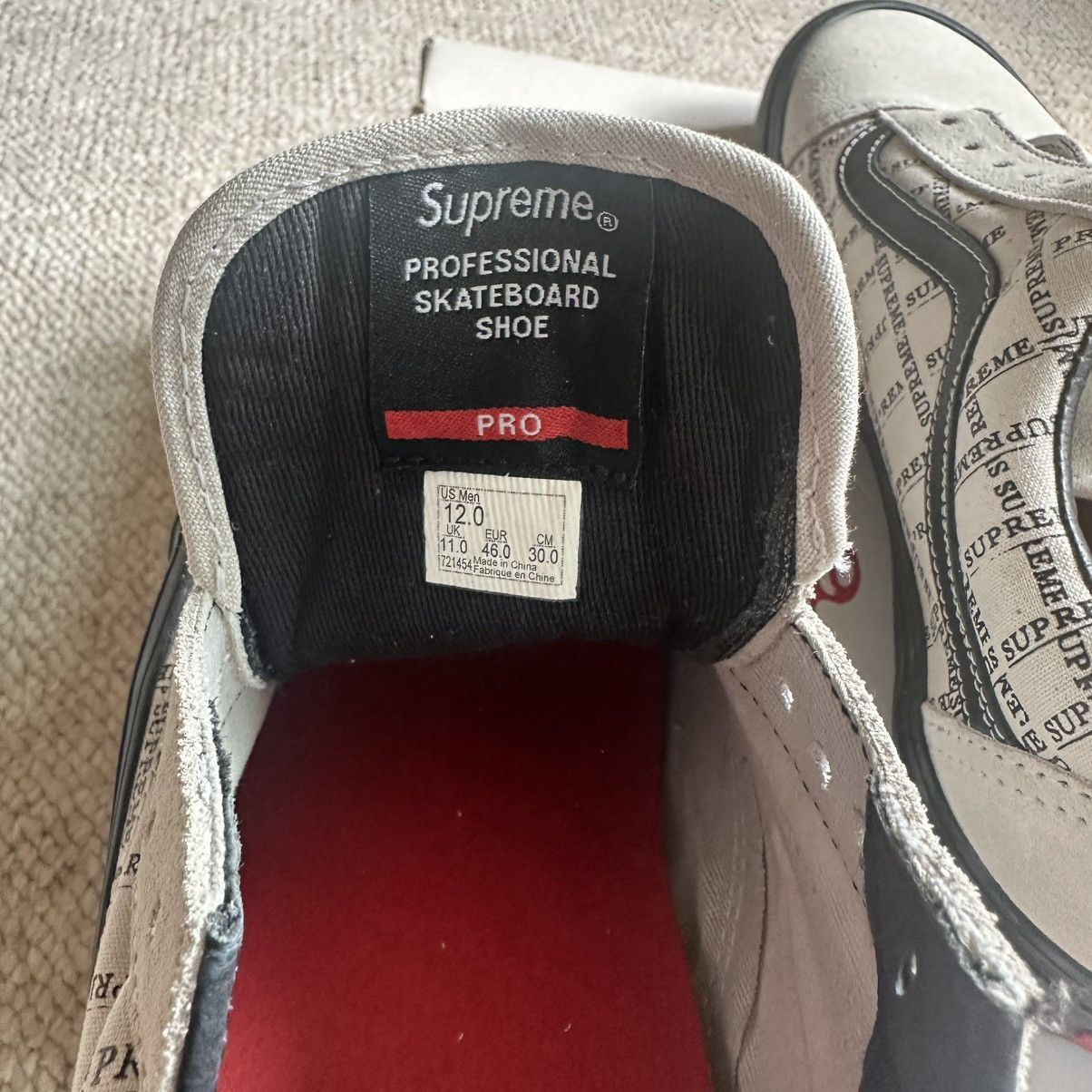 Supreme × Vans Supreme Old Skool Pro “Grid White” Sneakers Size US 12 / EU 45 - 7 Thumbnail