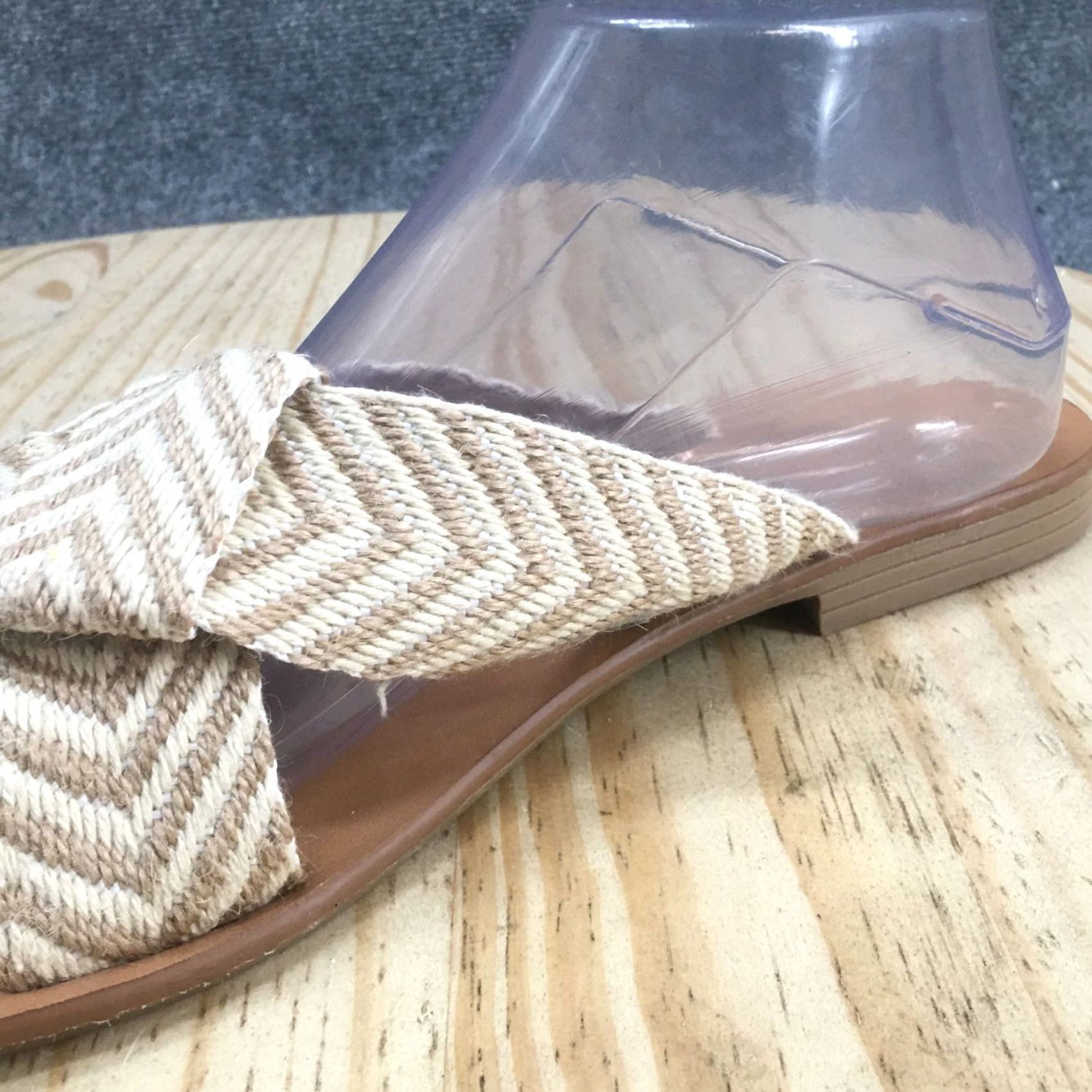 Vintage Universal Thread Sandals Women 8.5 Chevron Print Knotted Slide Beige Flat Size US 9 / IT 39 - 5 Thumbnail