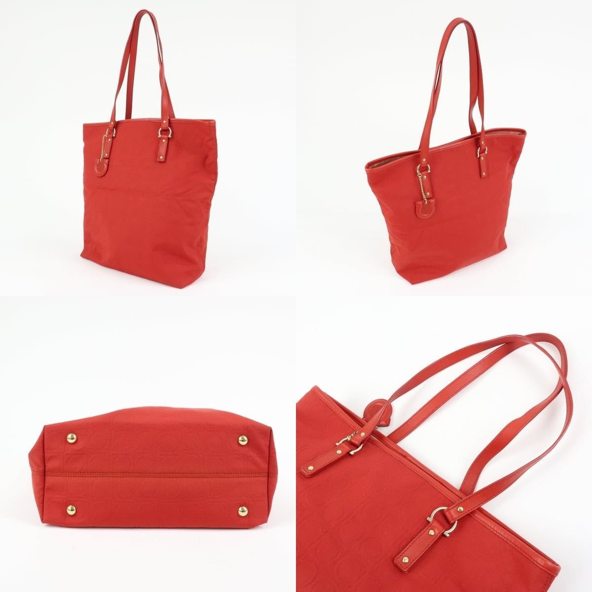 Salvatore Ferragamo Ferragamo Gancini Canvas Tote Red Size ONE SIZE - 3 Thumbnail