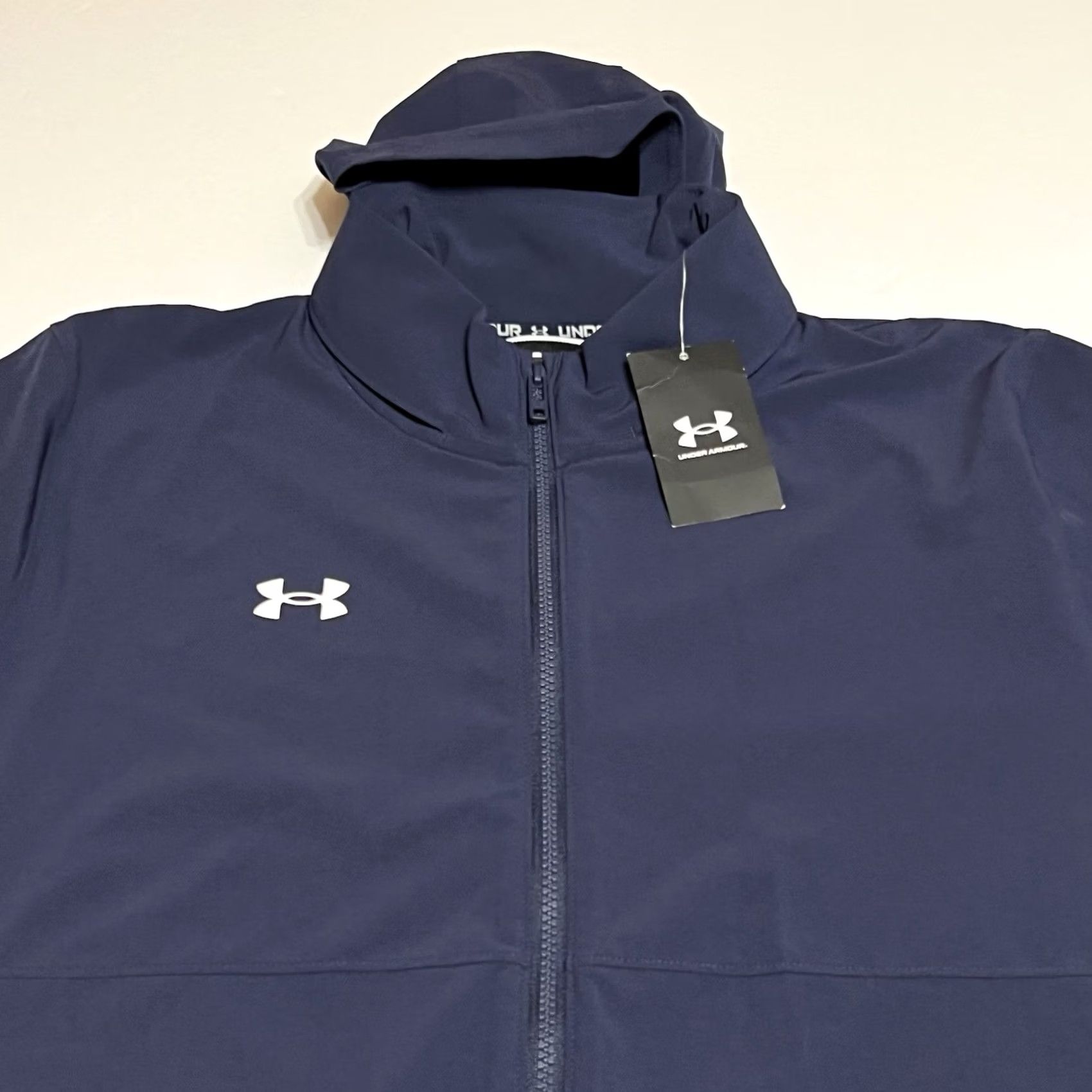 Under Armour Under Armour Mens L Rival Stretch Woven Blue Track Jacket Hooded Full Zip New NWT Size US L / EU 52-54 / 3 - 2 Thumbnail