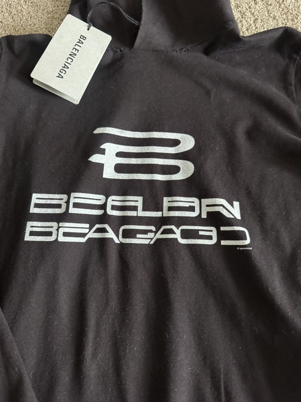 Balenciaga NEW Balenciaga Black Logo Distressed Women’s Hoodie Size S Size S / US 4 / IT 40 - 7 Thumbnail