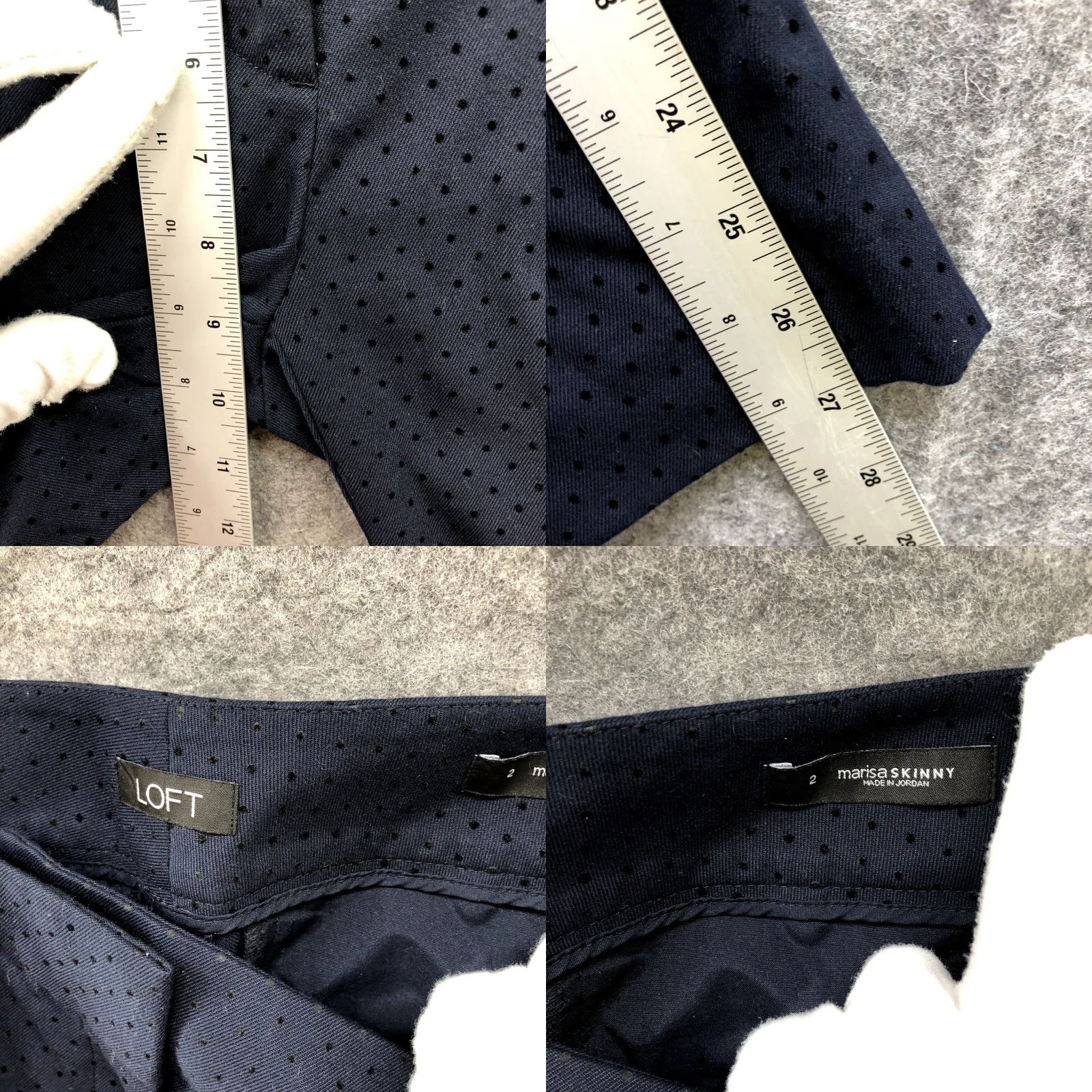 Loft LOFT Marisa Skinny Dress Pants Womens Size 2 Navy Blue Velvet Polka Dot Print Dress Pants Women's 2 Navy Blue Velvet Polka Dot Print Size 26" / US 2 / IT 38 - 8 Thumbnail