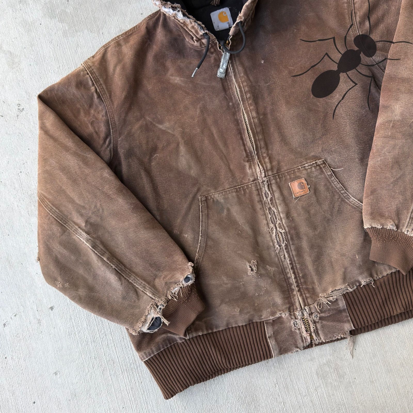 Carhartt × Vintage Vintage Y2K Carhartt J130 DKB brown hooded work wear jacket Size US XL / EU 56 / 4 - 2 Thumbnail