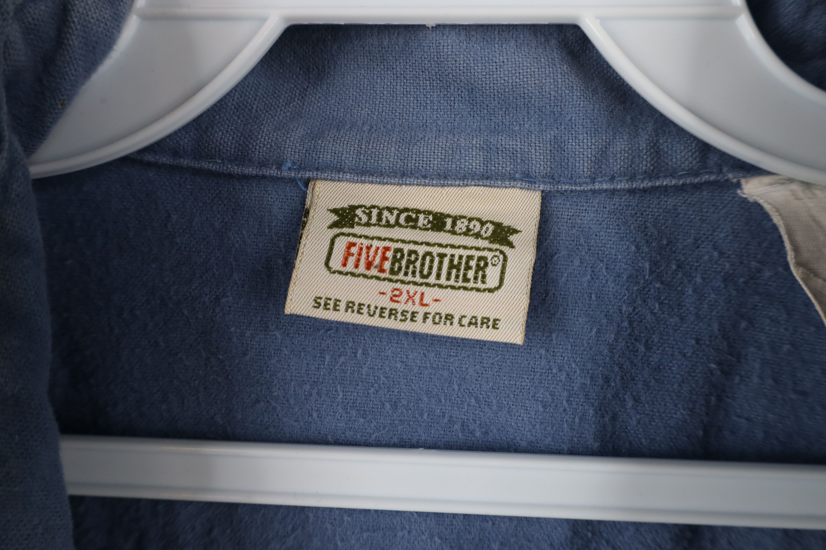 FiveBrother × Vintage Vintage 90s Five Brother Chamois Cloth Button Shirt Blue USA Size US XXL / EU 58 / 5 - 7 Thumbnail