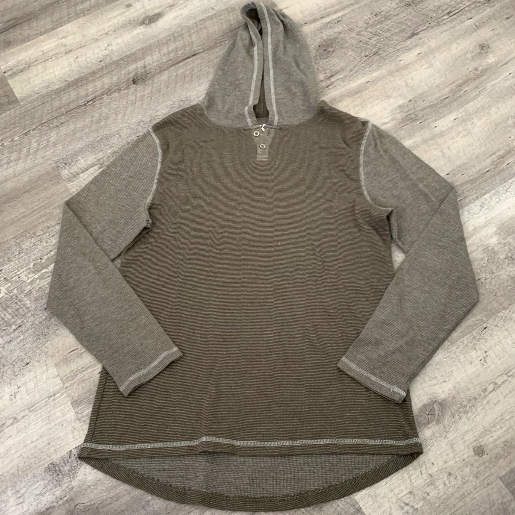 Buckle Black BKE Buckle T-Shirt Mens M Green Henley Long Sleeve Waffle Knit Regular Fit Bod Size US M / EU 48-50 / 2 - 6 Thumbnail