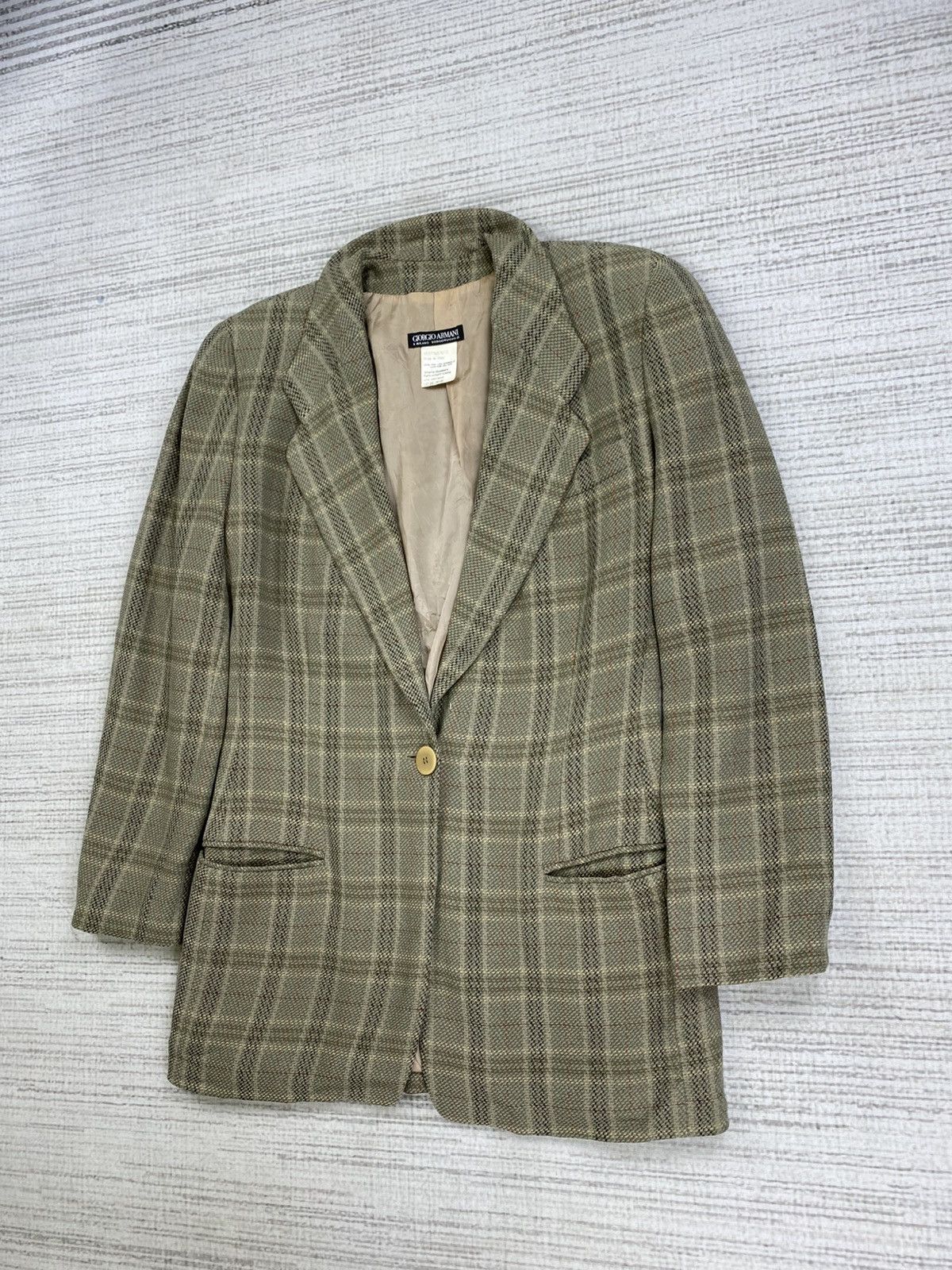 Giorgio Armani Vintage Giorgio Armani Plaid Pattern Double Breasted Blazer Size US M / EU 48-50 / 2 - 4 Thumbnail