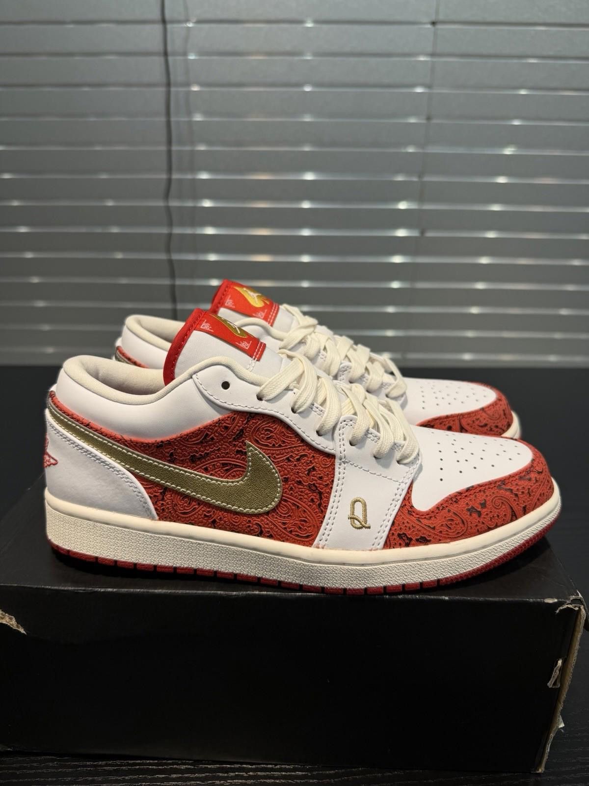 Jordan Brand Nike Air Jordan 1 Low SE Spades Men's Size 9 Red/Gold/White Size US 9 / EU 42 - 2 Thumbnail