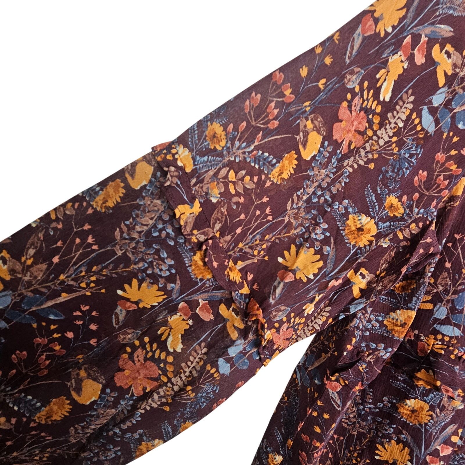 Arnette Garnet Hill Womens Silk Dress Autumn Floral Boho Peasant Size M / US 6-8 / IT 42-44 - 5 Thumbnail