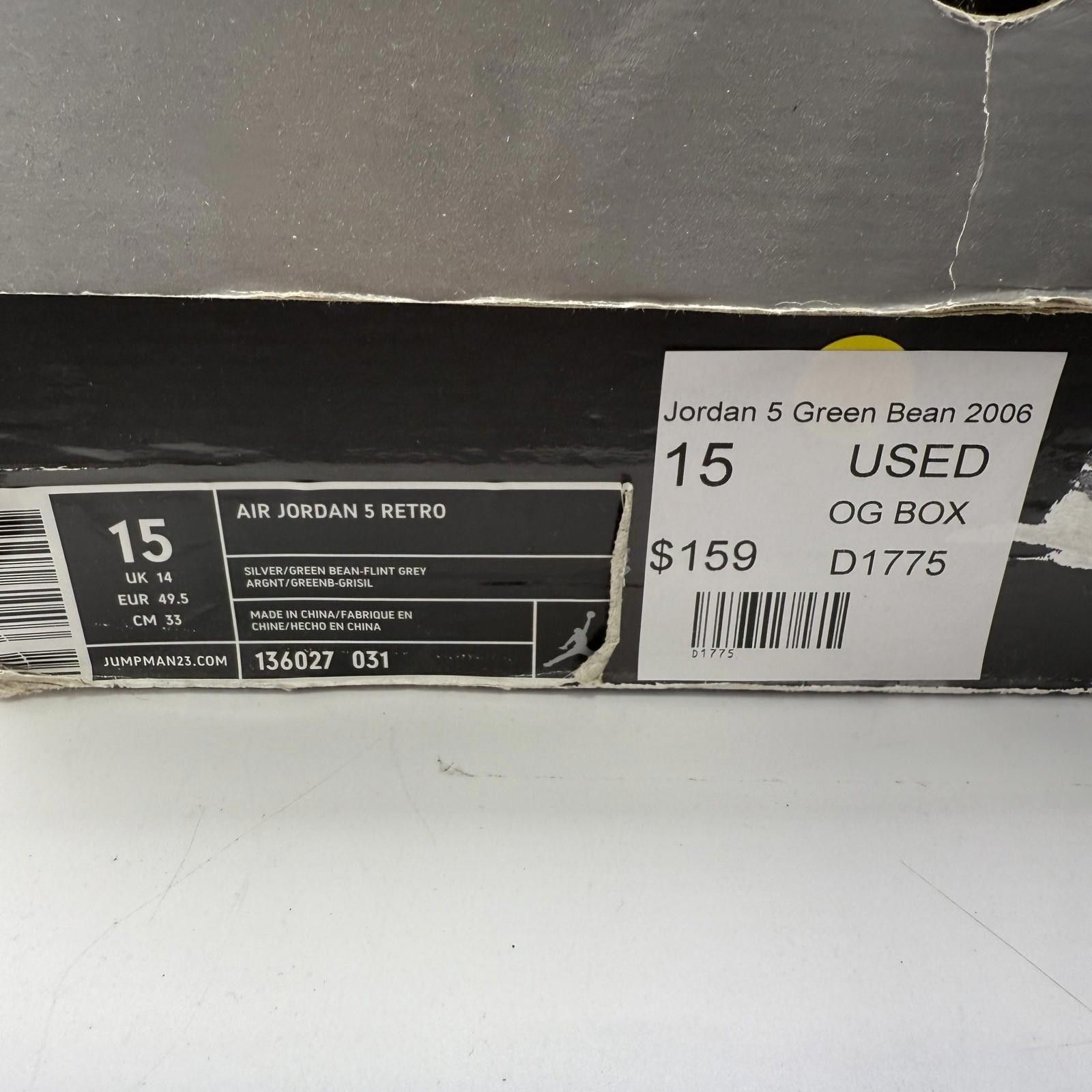 Jordan Brand Air Jordan 5 Green Bean 2006 US 15 Used D1775 Size US 15 / EU 48 - 11 Thumbnail