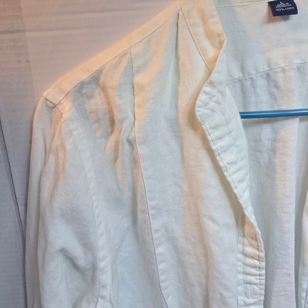 Chaps Women's Chaps White Linen Button Down Shirt L Size L / US 10 / IT 46 - 3 Thumbnail