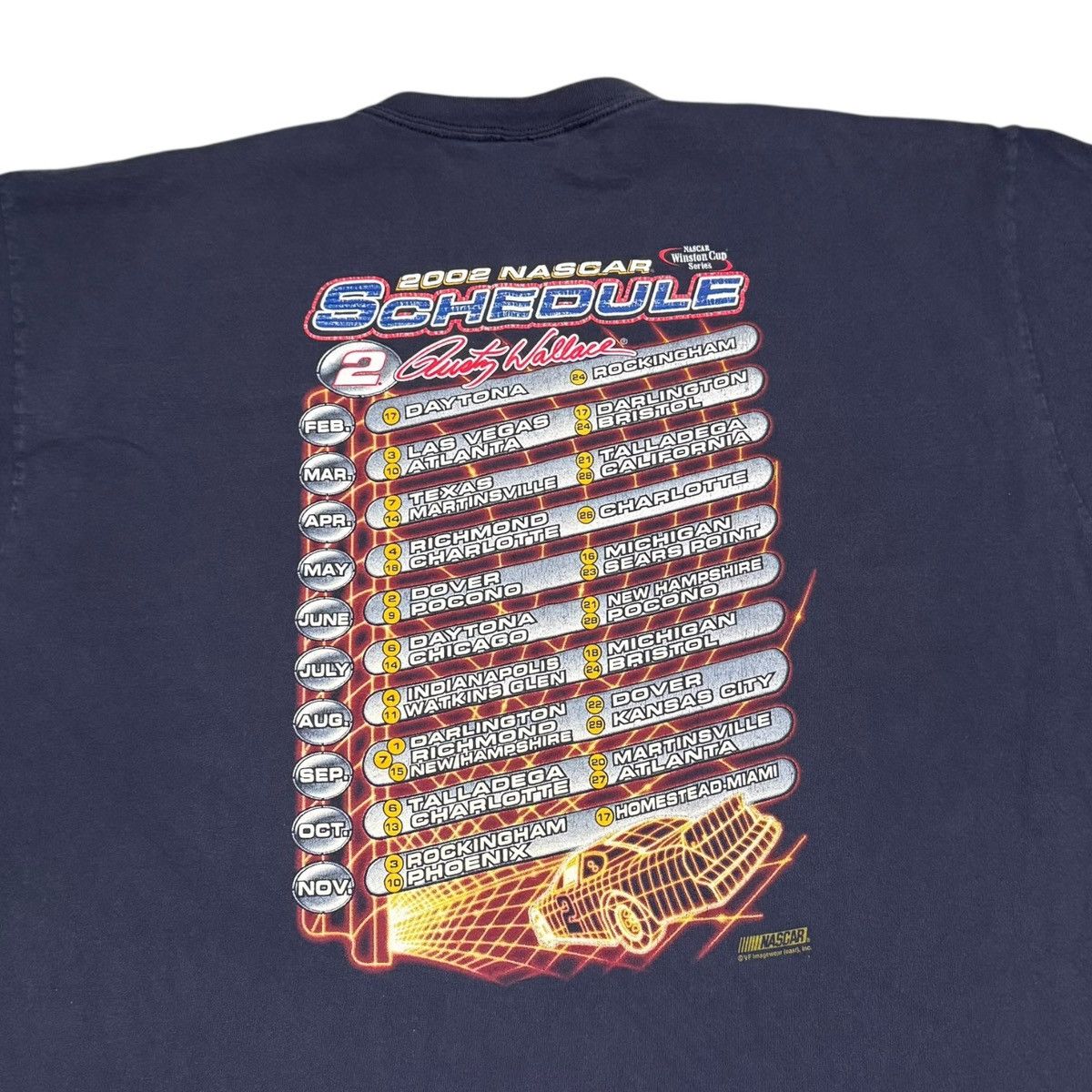 Chase Authentics 2002 Rusty Wallace Schedule Distressed Shirt Men's 2XL Size US XL / EU 56 / 4 - 6 Thumbnail