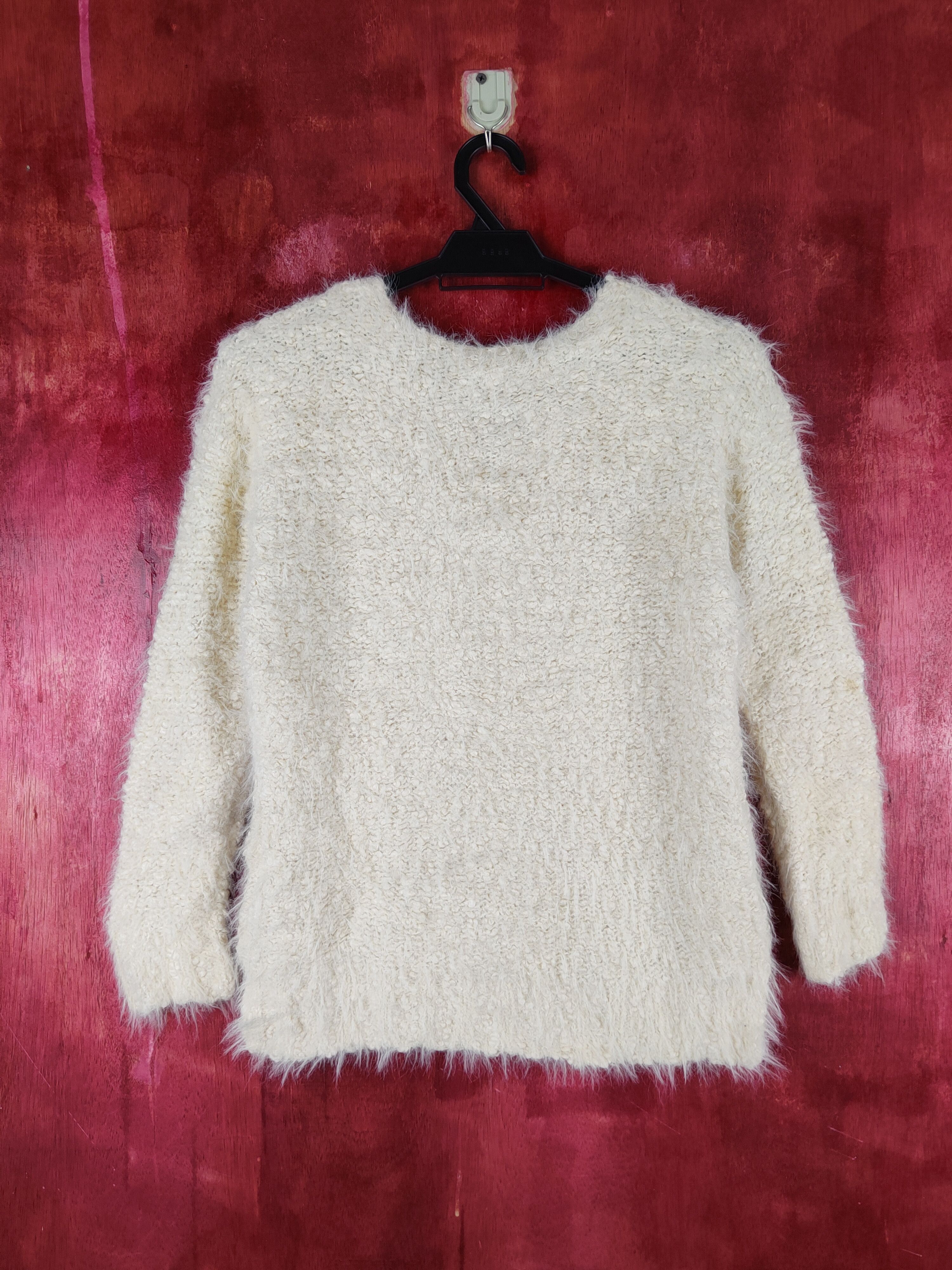 Homespun Knitwear Nolley's Light Yellow Shag Shaggy Fur Mohair Knitwear #S2157 Size S / US 4 / IT 40 - 7 Thumbnail