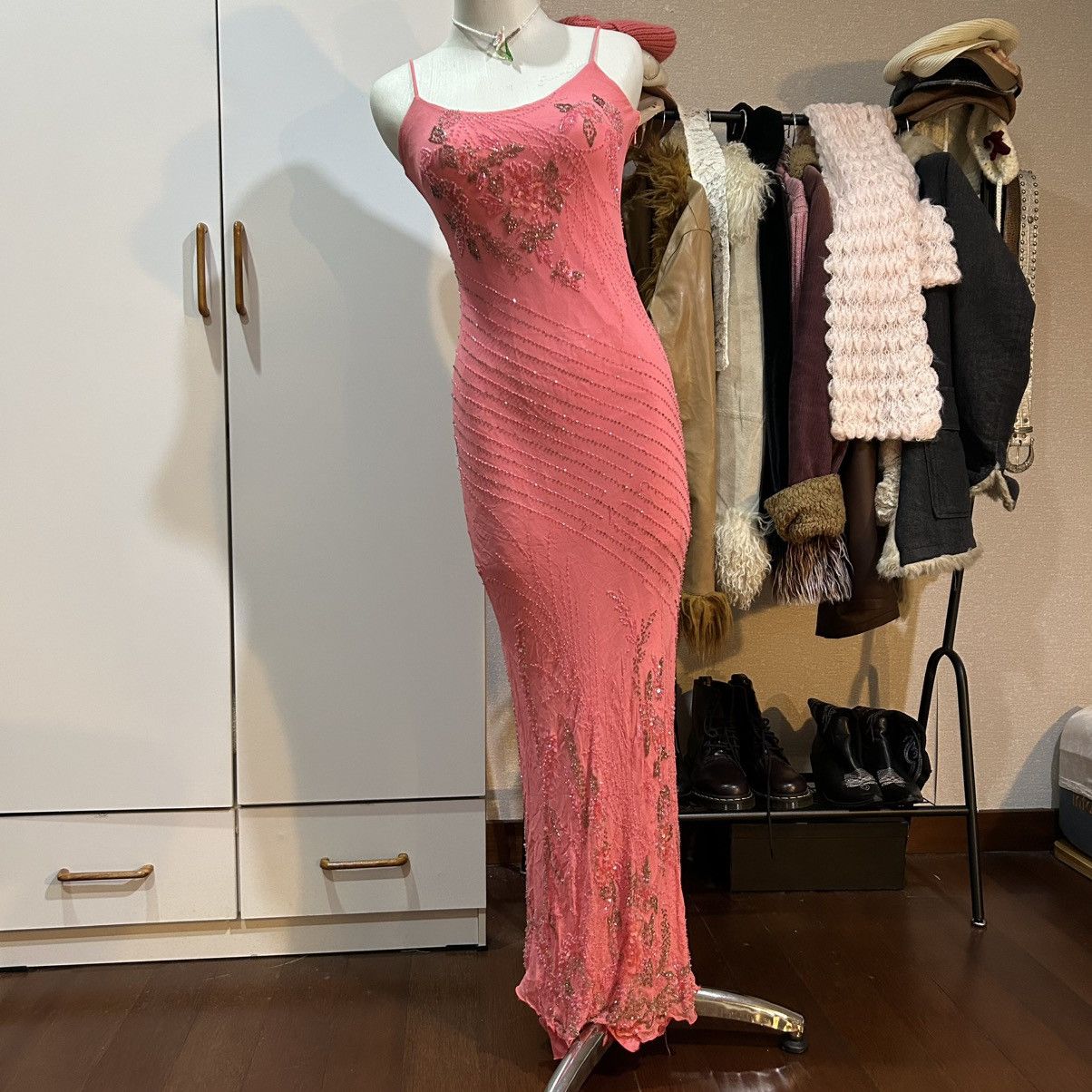 Other Pink beaded silk evening gown by Gianna Paris Size S / US 4 / IT 40 - 1 Thumbnail