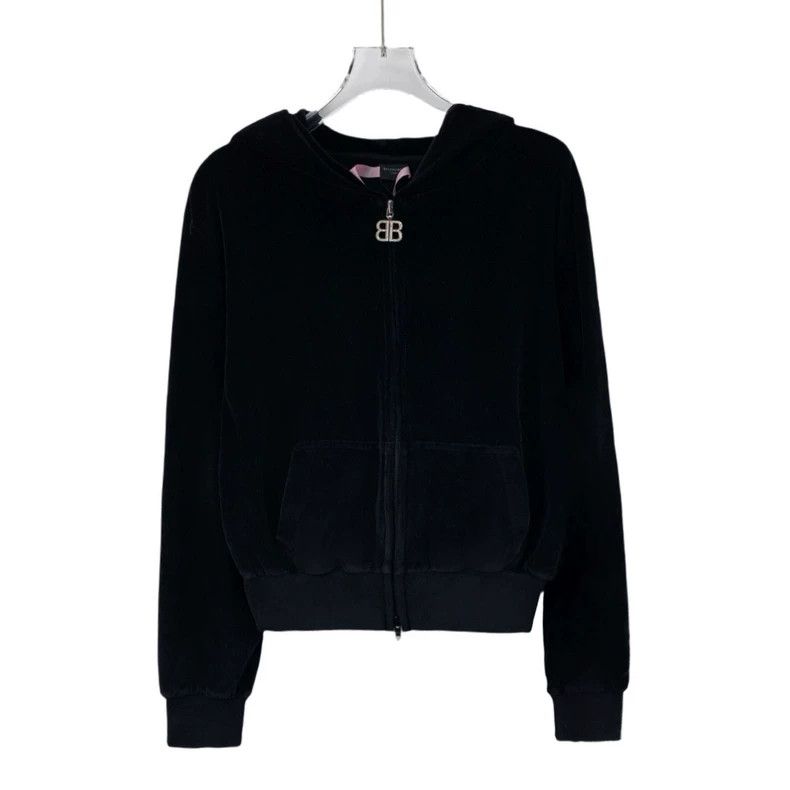 Other Balenciaga Black Logo Cotton Hooded Long Sleeve Zipper Jac Size XL / US 12-14 / IT 48-50 - 1 Thumbnail