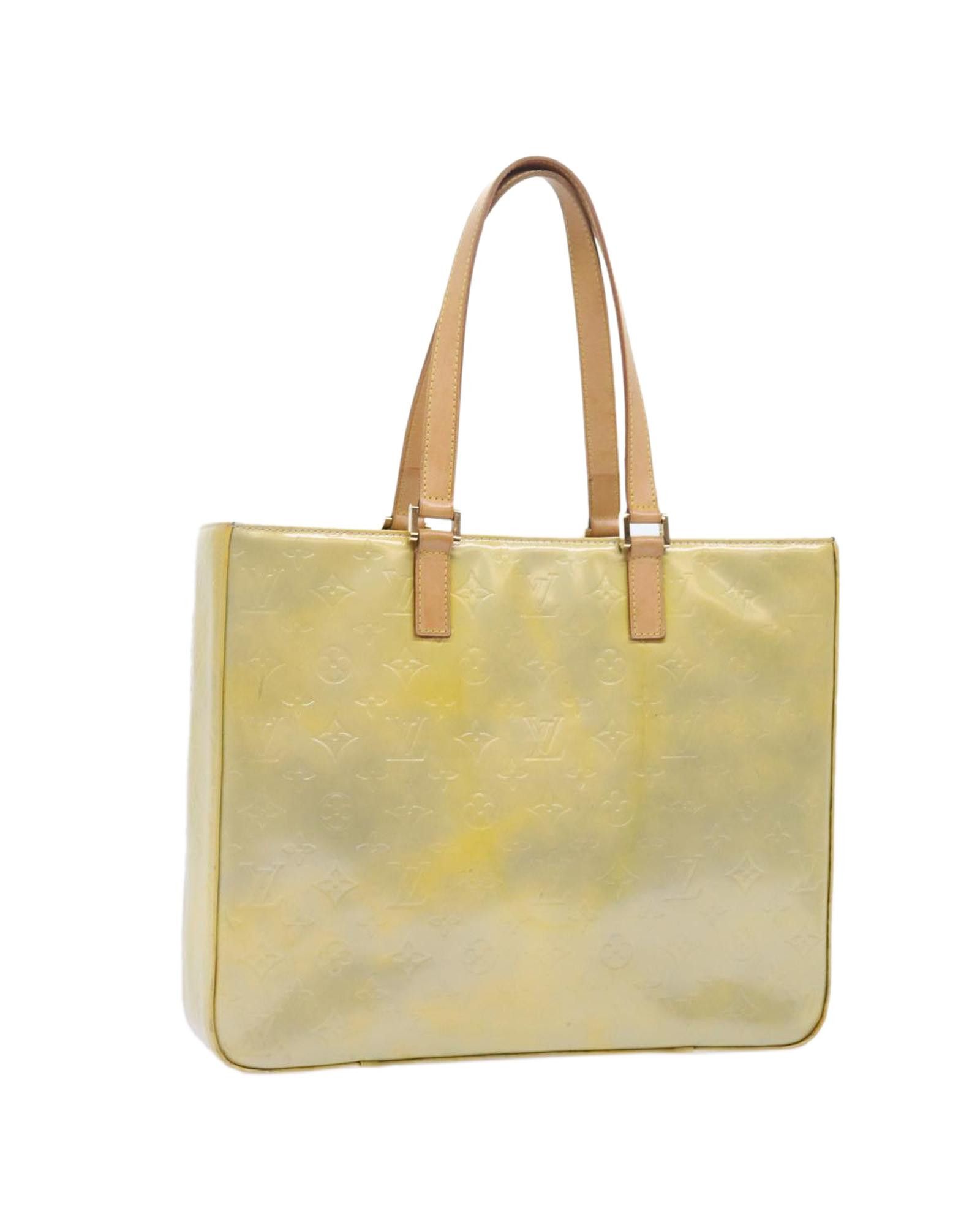 image of Louis Vuitton Patent Leather Tote Bag in Gris, Women's
