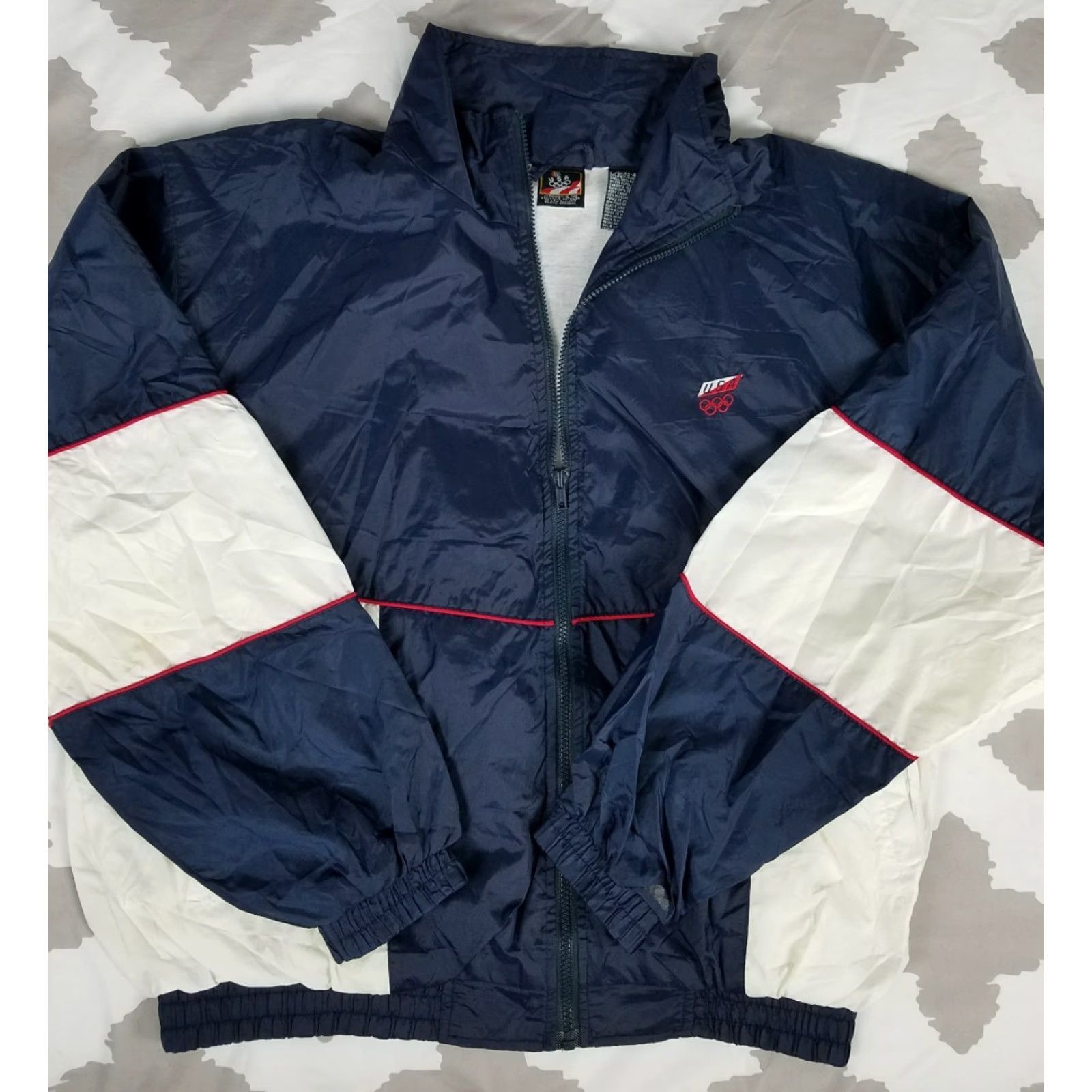 Vintage USA Olympics Official Windbreaker Jacket Mens L Red White Blue VTG Nylon Size US L / EU 52-54 / 3 - 2 Thumbnail