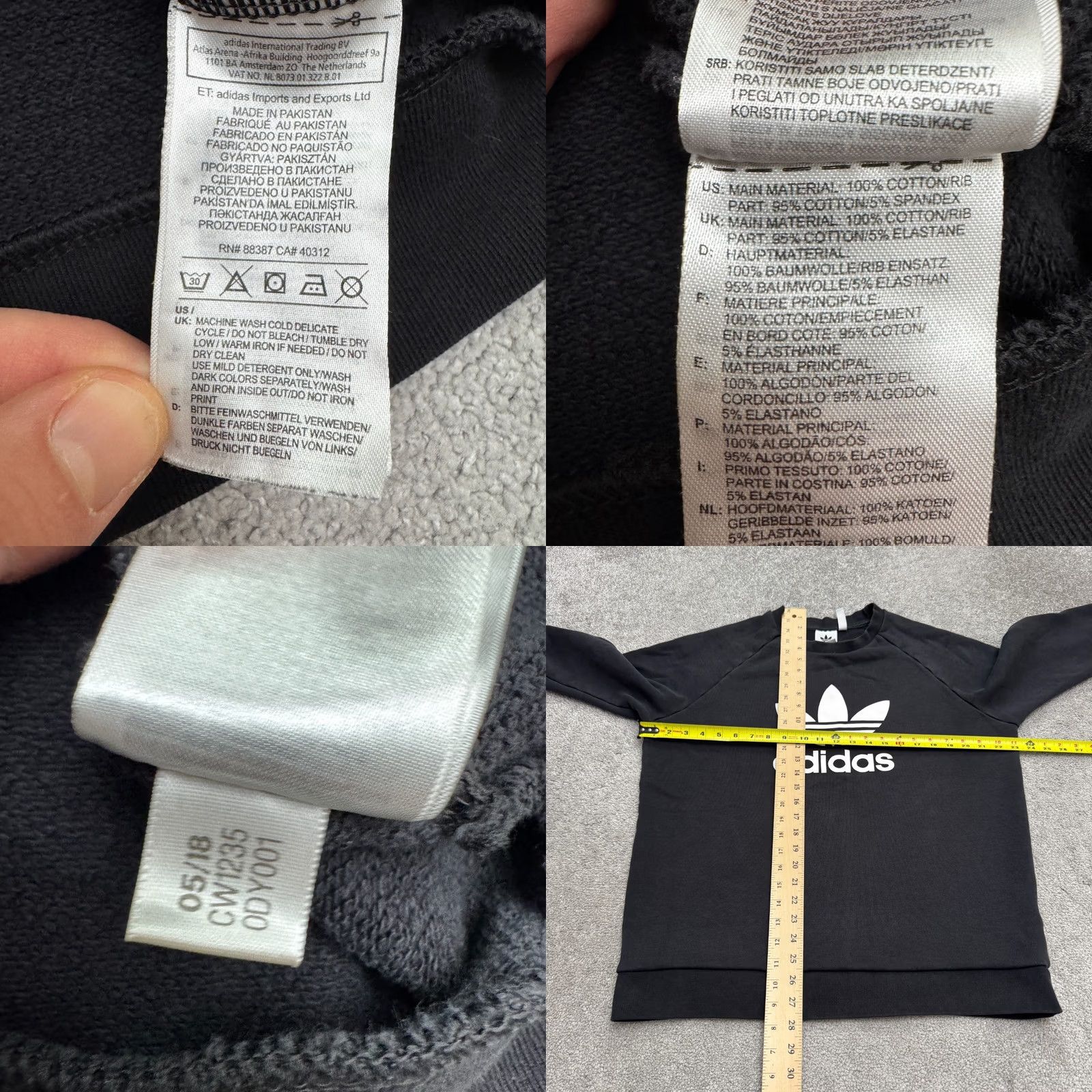 Adidas Adidas Originals Trefoil Logo Graphic Pullover Sweatshirt Men Large Black Raglan Size US L / EU 52-54 / 3 - 8 Thumbnail
