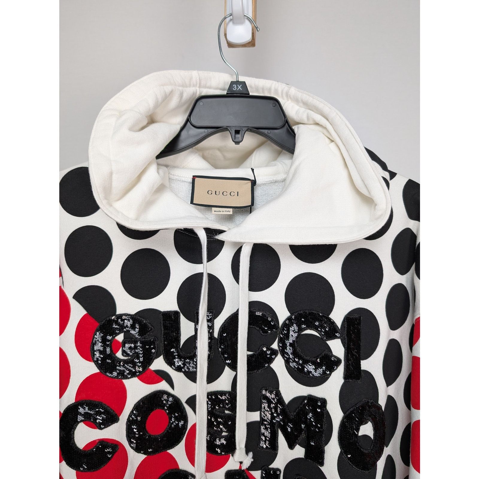 Gucci o1rshd1 Light Felted Hooded Sweatshirt in Ivory/Red/Mix Size US L / EU 52-54 / 3 - 3 Thumbnail