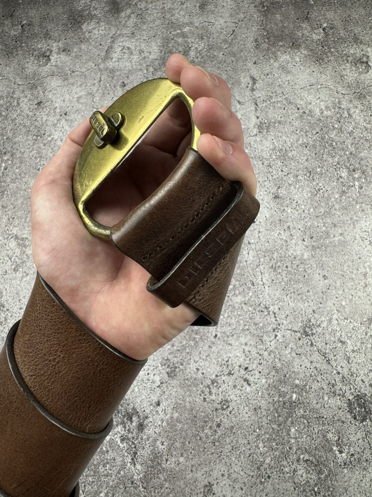 Diesel Vintage Diesel Y2K Archive Opium Brown Leather Belt Japan Size ONE SIZE - 3 Thumbnail