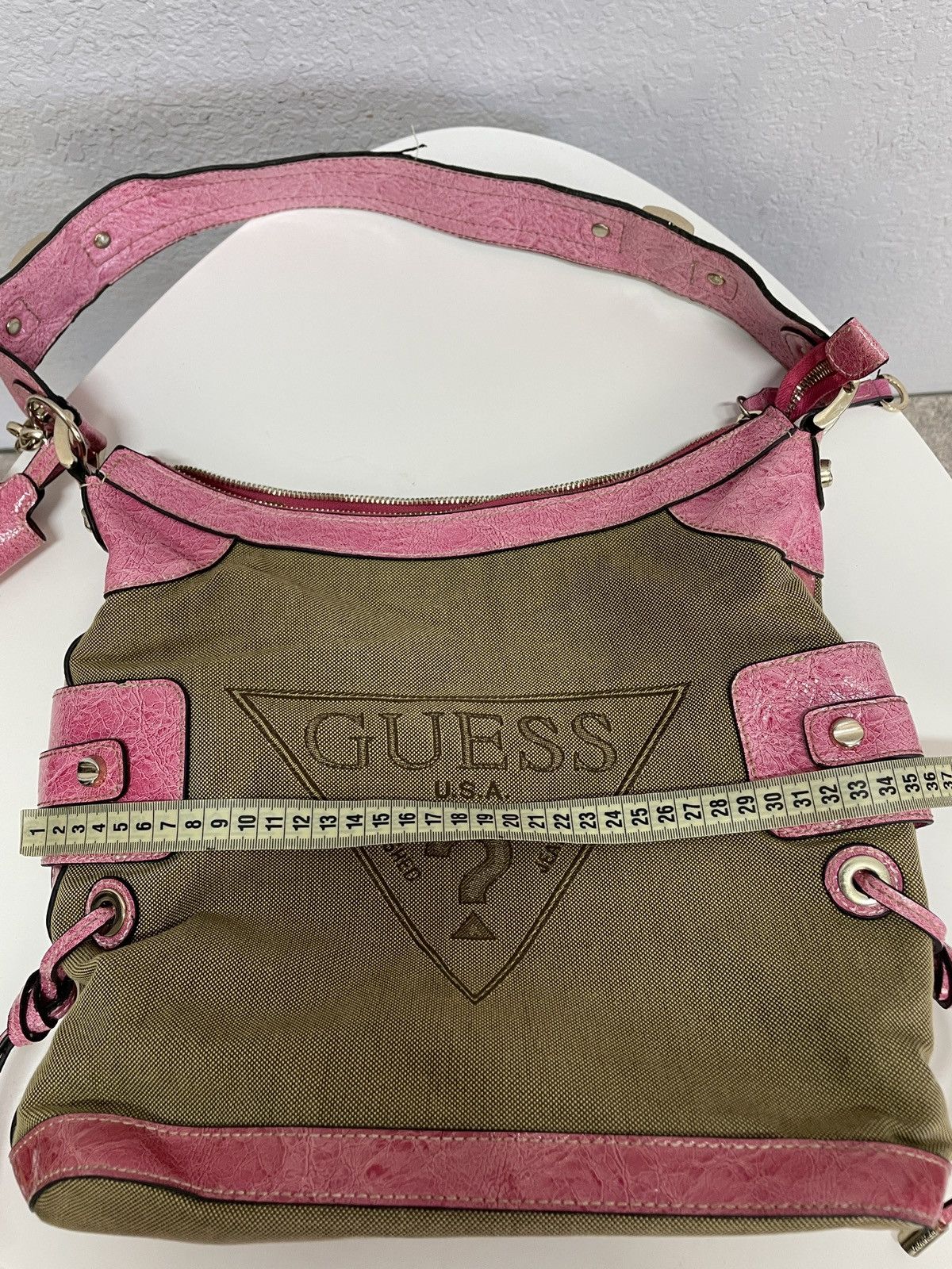 Guess Rare Y2K Vintage Guess Pink Baguette Shoulder Bag Denim Size ONE SIZE - 17 Thumbnail