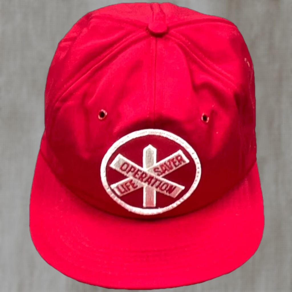 Olive VINTAGE Operation Live Saver Trucker Hat Cap 80s Made In USA Rail Road Patch Mens Adjustable Red 80s USA Classic Logo Trucker Hat Size ONE SIZE - 1 Thumbnail