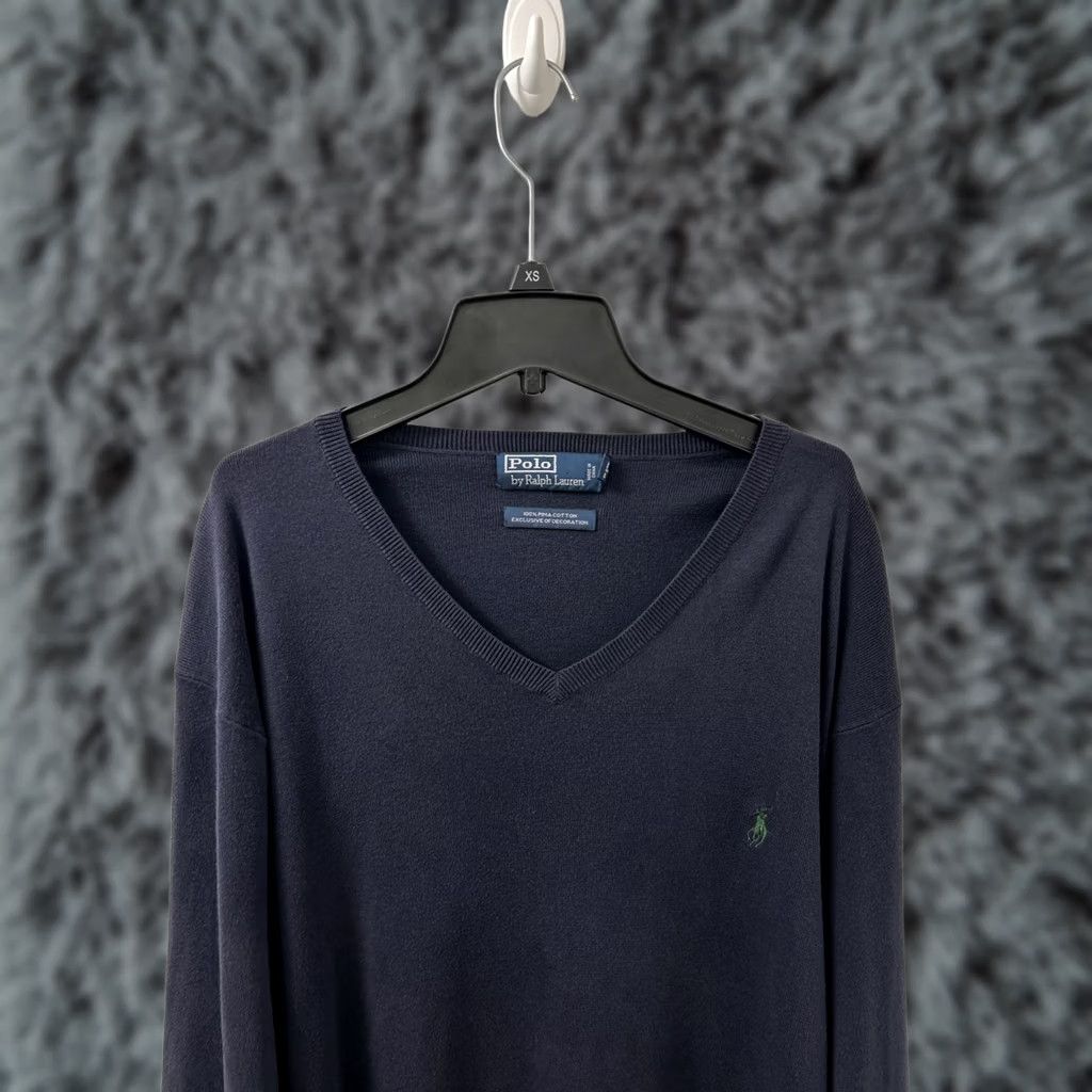 Polo Ralph Lauren Polo Ralph Lauren Sweater Mens 2XL Blue Navy V-Neck Pullover Pima Cotton Pony Size US XXL / EU 58 / 5 - 1 Thumbnail