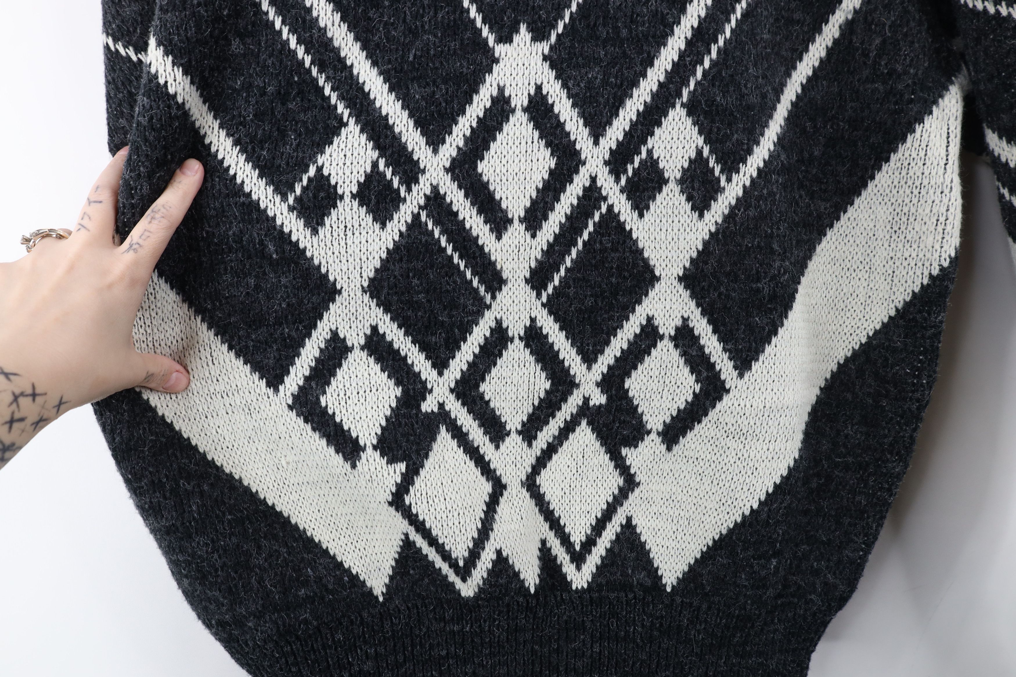 Vintage Vintage 90s Streetwear Argyle Diamond Knit Dad Sweater Size US XL / EU 56 / 4 - 5 Thumbnail