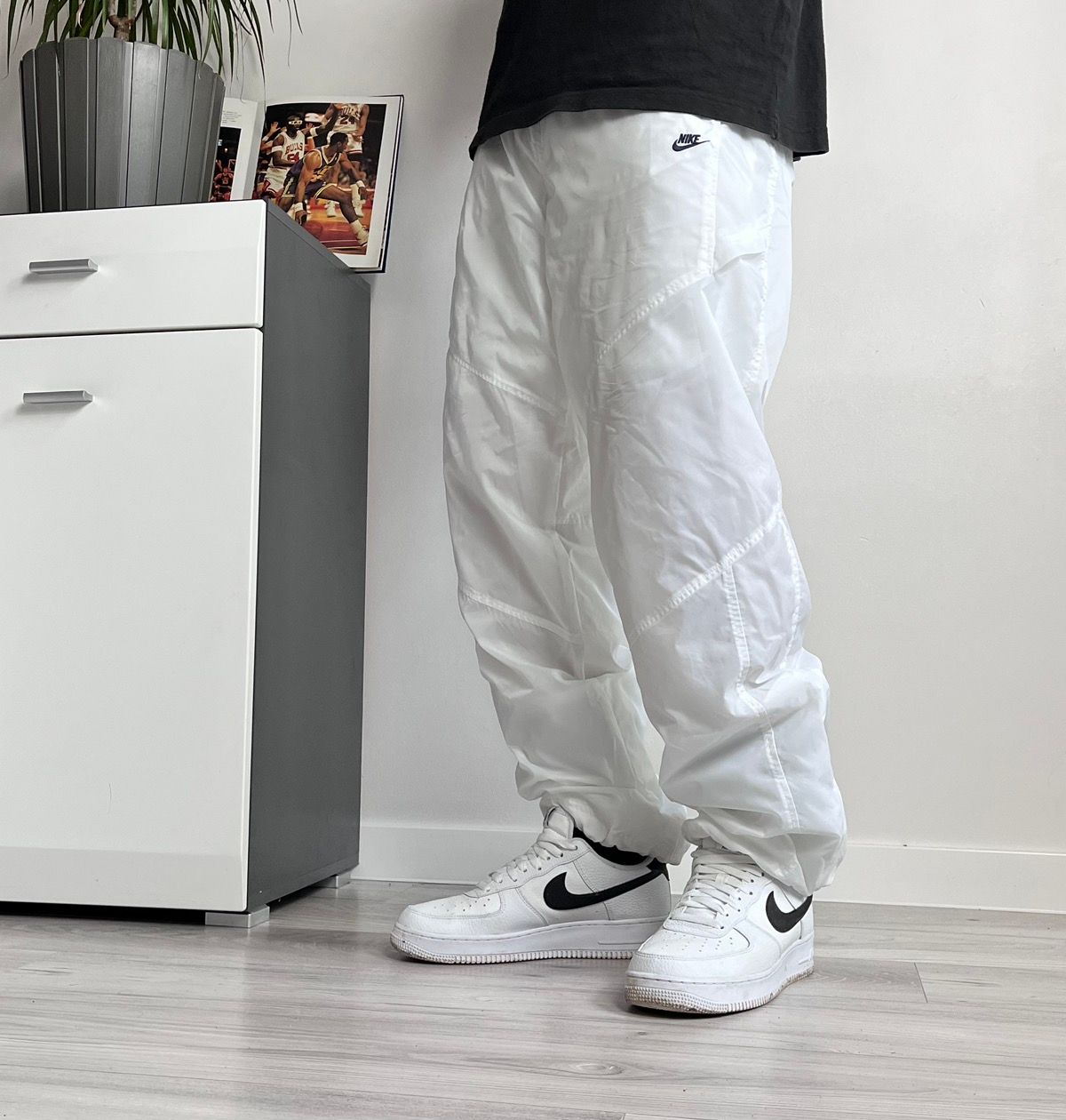 Pre-owned Nike X Vintage Nike Track Vintage Drill Pants Y2k Baggy Gorpcore Joggers In White