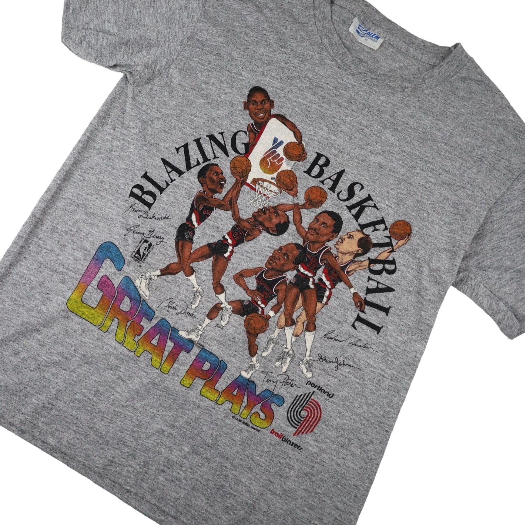 NBA VINTAGE Salem Sportswear Portland Blazers Graphic T Shirt Gray M Mens Size US M / EU 48-50 / 2 - 2 Thumbnail