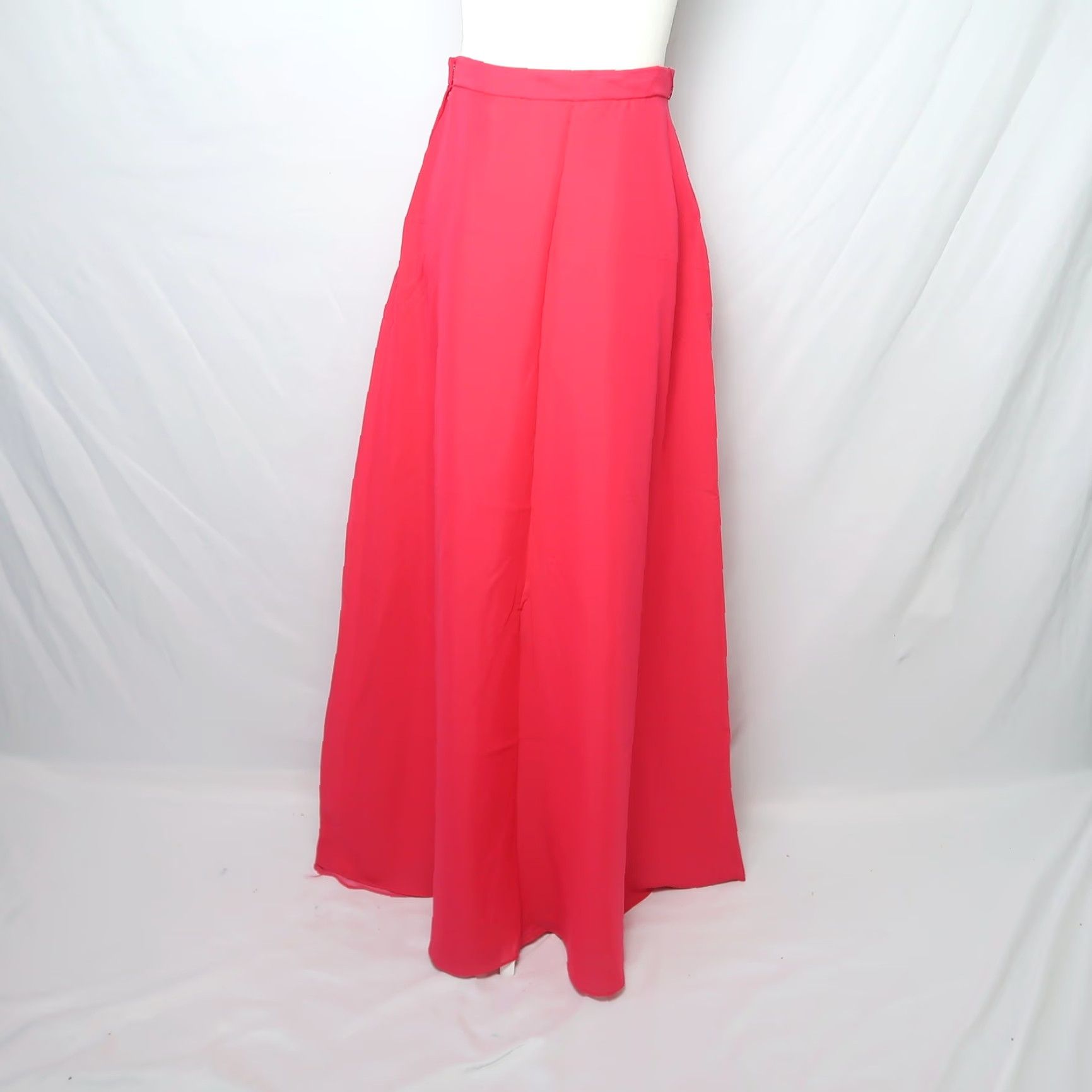 Pinko VINTAGE Malbe hot pink full long formal maxi skirt 27" Waist 13.5" Polyester 1970s 10 Womens Size 27" / US 4 / IT 40 - 4 Thumbnail