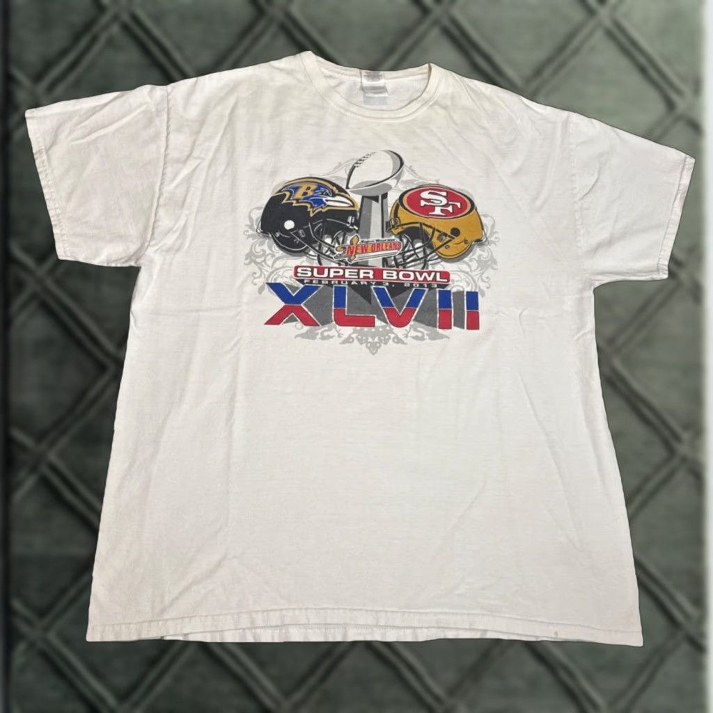 NFL NFL T-Shirt Men XL White Super Bowl XLVII San Francisco 49ers Baltimore Ravens Raven Football Apparel Size US XL / EU 56 / 4 - 1 Thumbnail