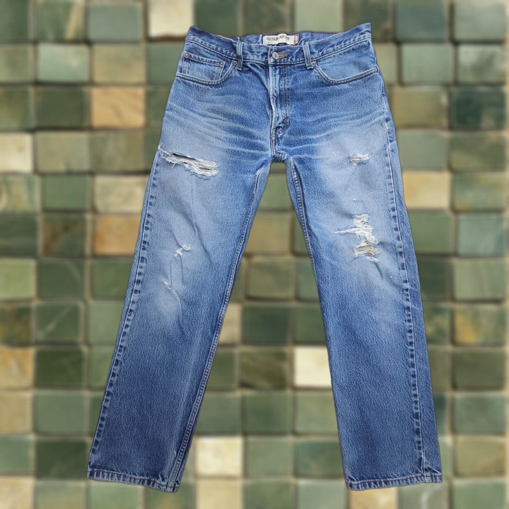 Levi's Levi's Jeans 505 Straight Leg Mens 34 x 30 Inseam Distressed Denim Blue 5-Pocket Regular Fit Vintage: No Size US 34 / EU 50 - 1 Thumbnail