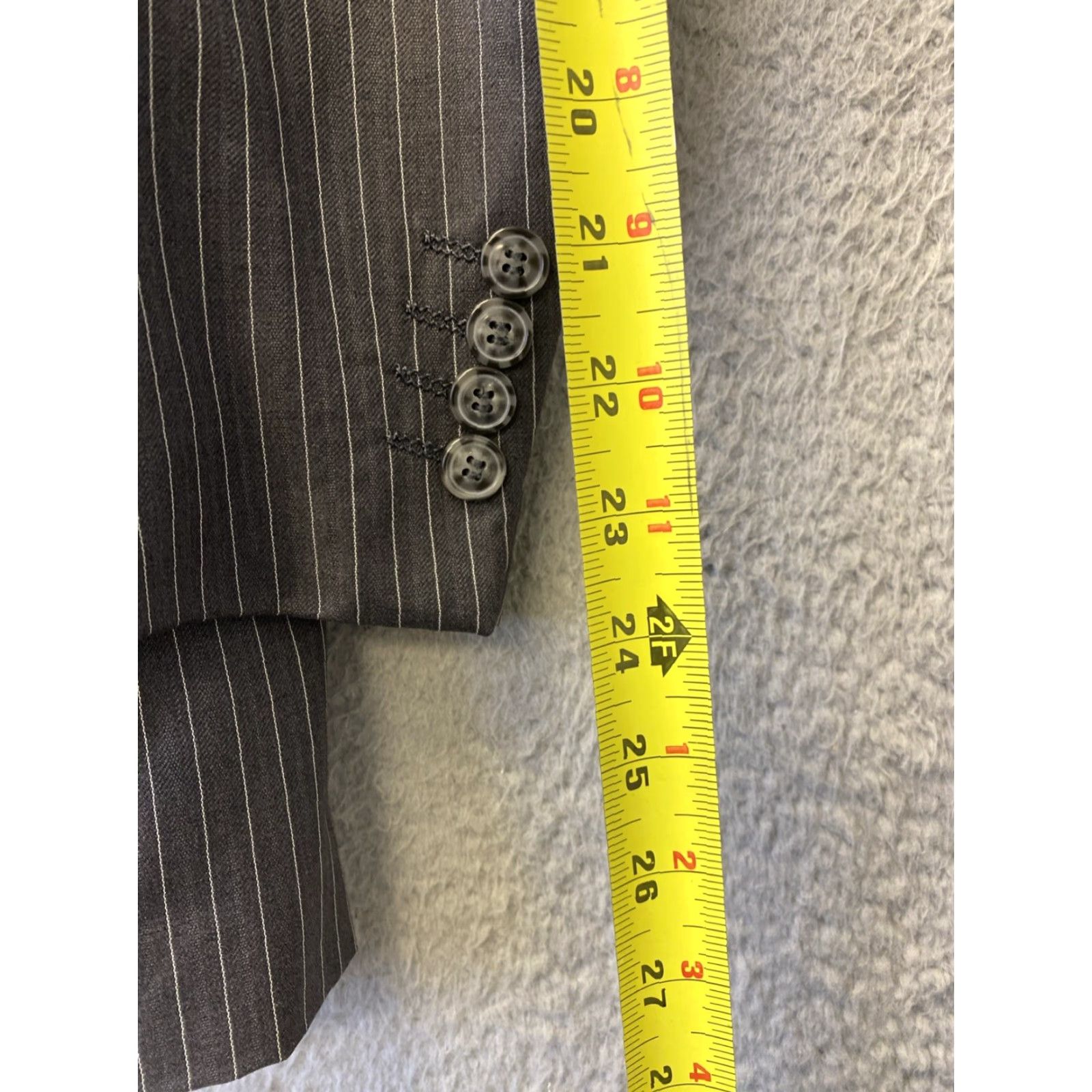 Vintage Giorgio Cosani 3 Piece Suit Wool Gray Striped Size 38R Regular Fit Mens 90s Size 38R - 6 Thumbnail