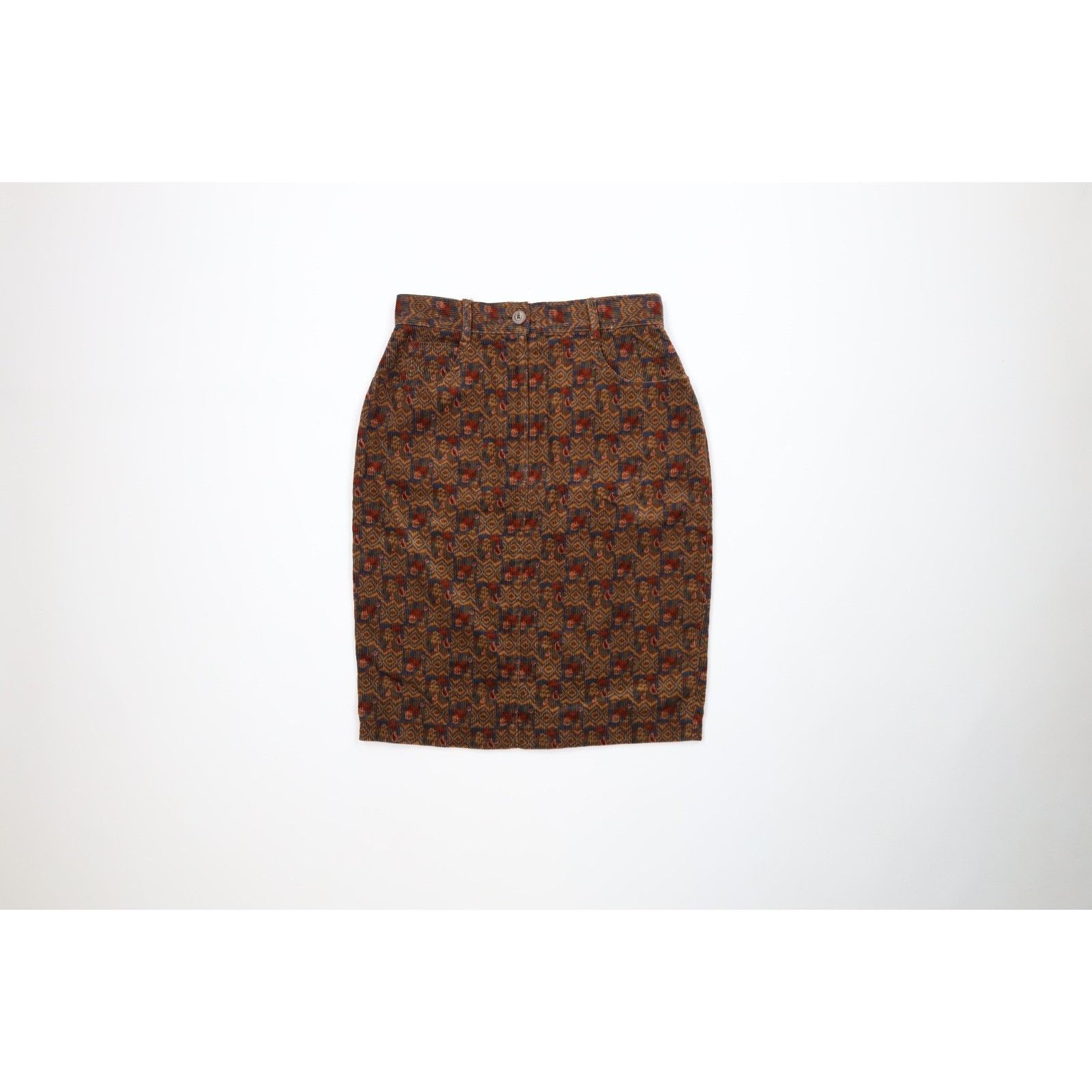 Vintage Vintage 90s Streetwear Rainbow Paisley Corduroy Skirt Size 26" / US 2 / IT 38 - 1 Thumbnail