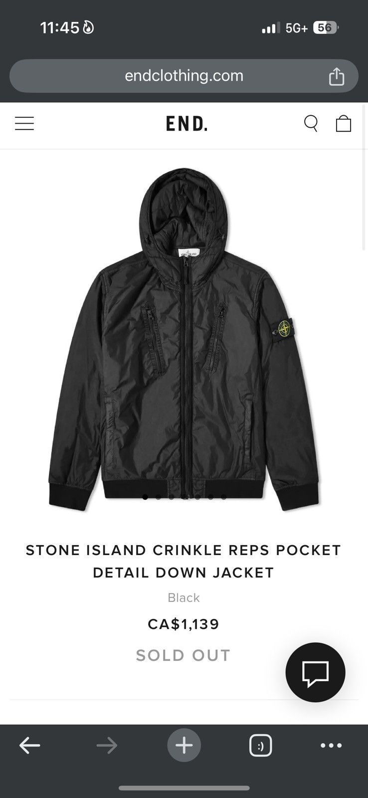 Stone Island STONE ISLAND CRINKLE REPS POCKET DETAIL DOWN JACKET Size US L / EU 52-54 / 3 - 7 Thumbnail