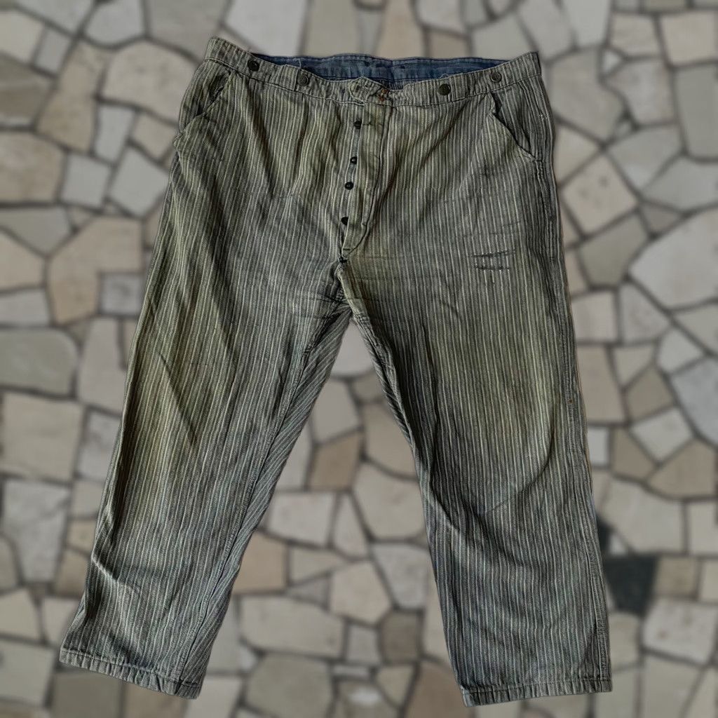 Vintage VINTAGE 1930s French Pinstripe Work Trousers XXL Workwear Size ONE SIZE - 1 Thumbnail