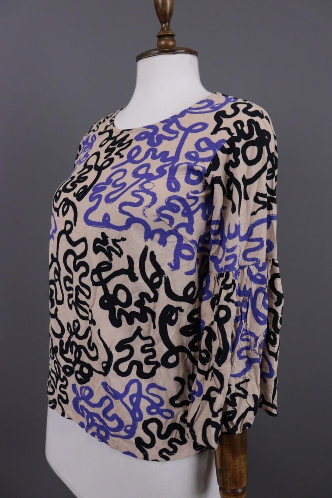 Designer Bitte Kai Rand Beige Abstract Graffiti Crew Sweater Size XS Size XS / US 0-2 / IT 36-38 - 6 Thumbnail